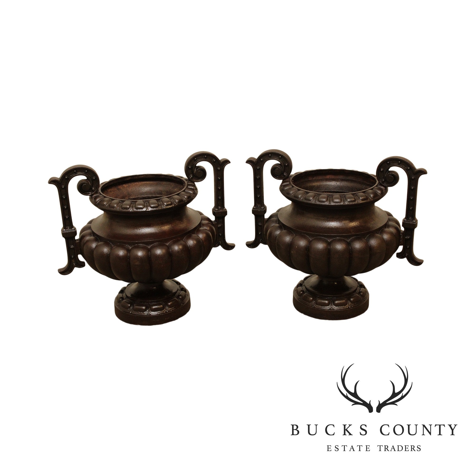 Antique pair Cast Iron Urns