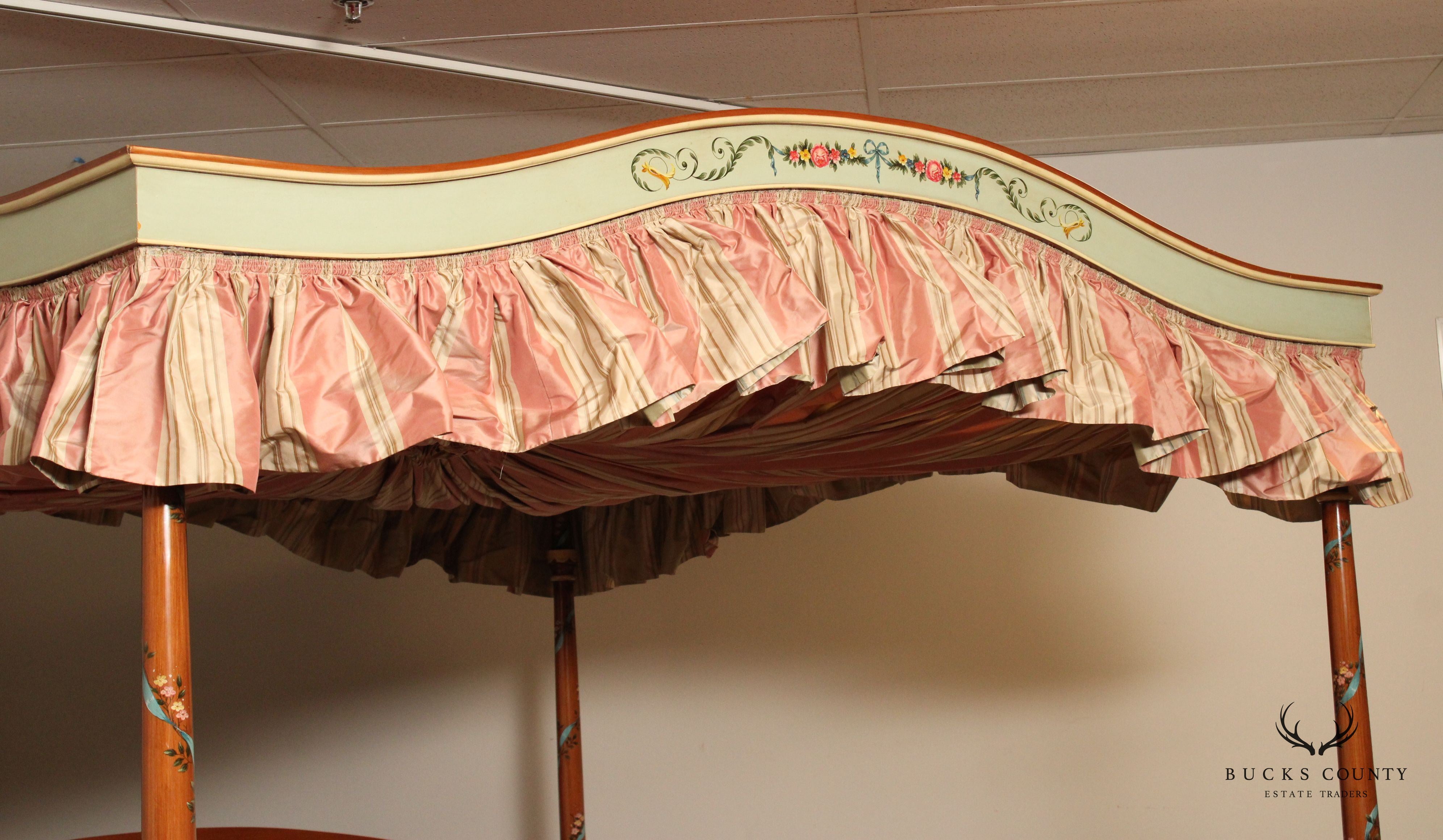 Sheraton Style Fine Quality Haind Paint Decorated King Size Poster Canopy Bed