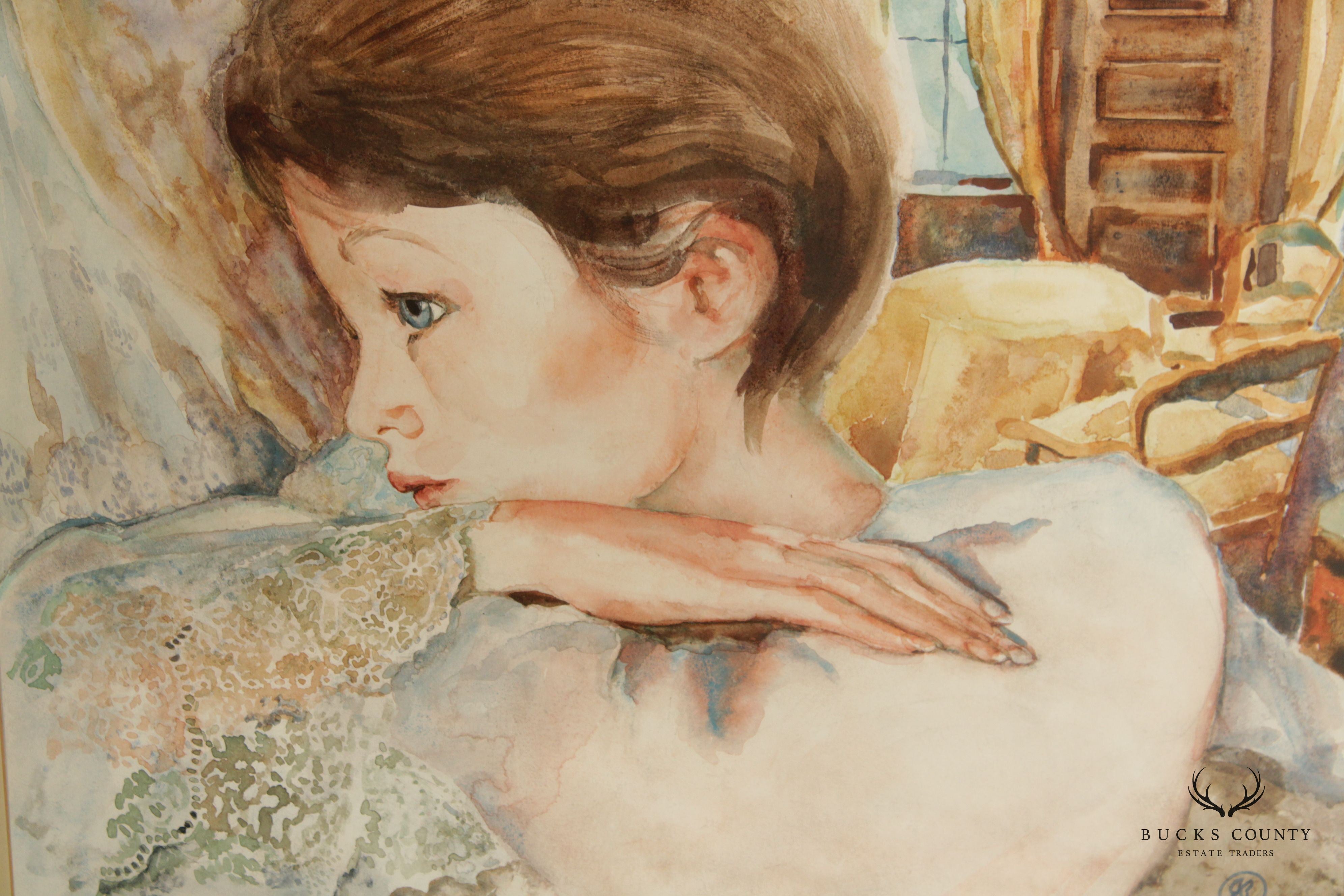 Joyce Nuttall 'Day Dreamer' Watercolor Painting