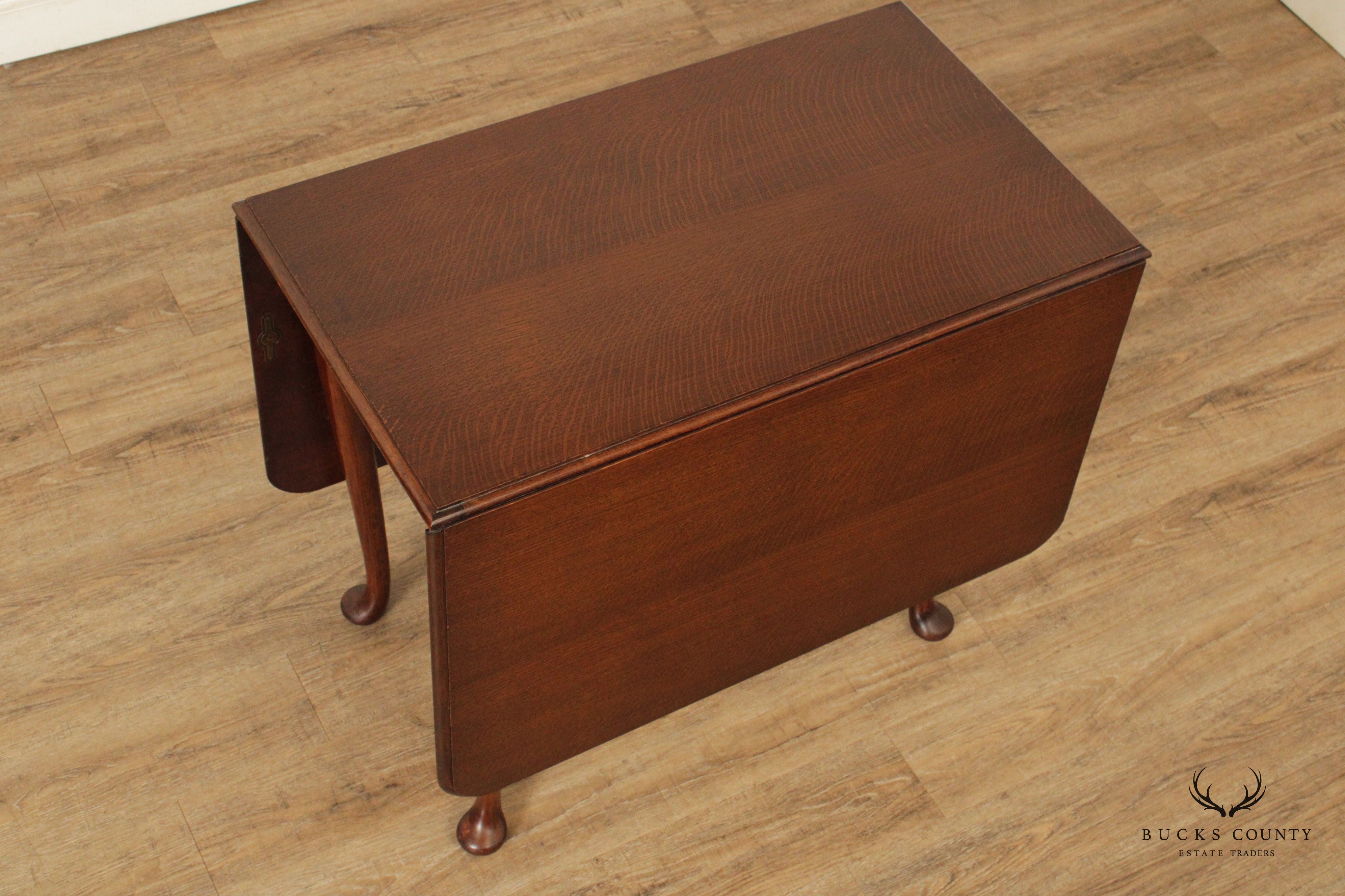 Sutcliffe of Todmorden Queen Anne Style English Oak Drop-Leaf Table