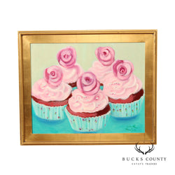 Pearl Mintzer 'Red Velvet Cupcakes' Original Oil Painting