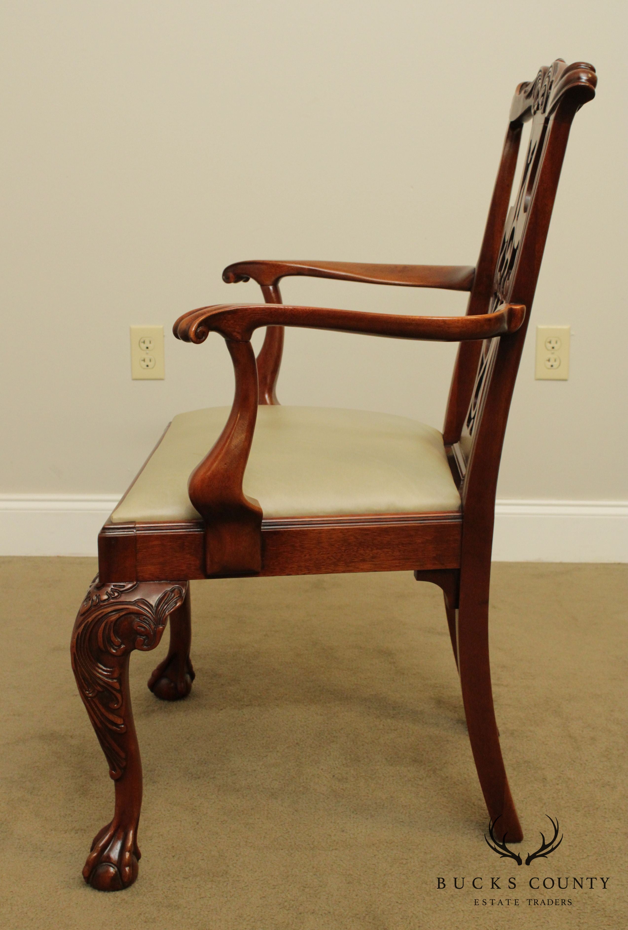 Chippendale Style Quality Carved Mahogany Ball and Claw Armchair