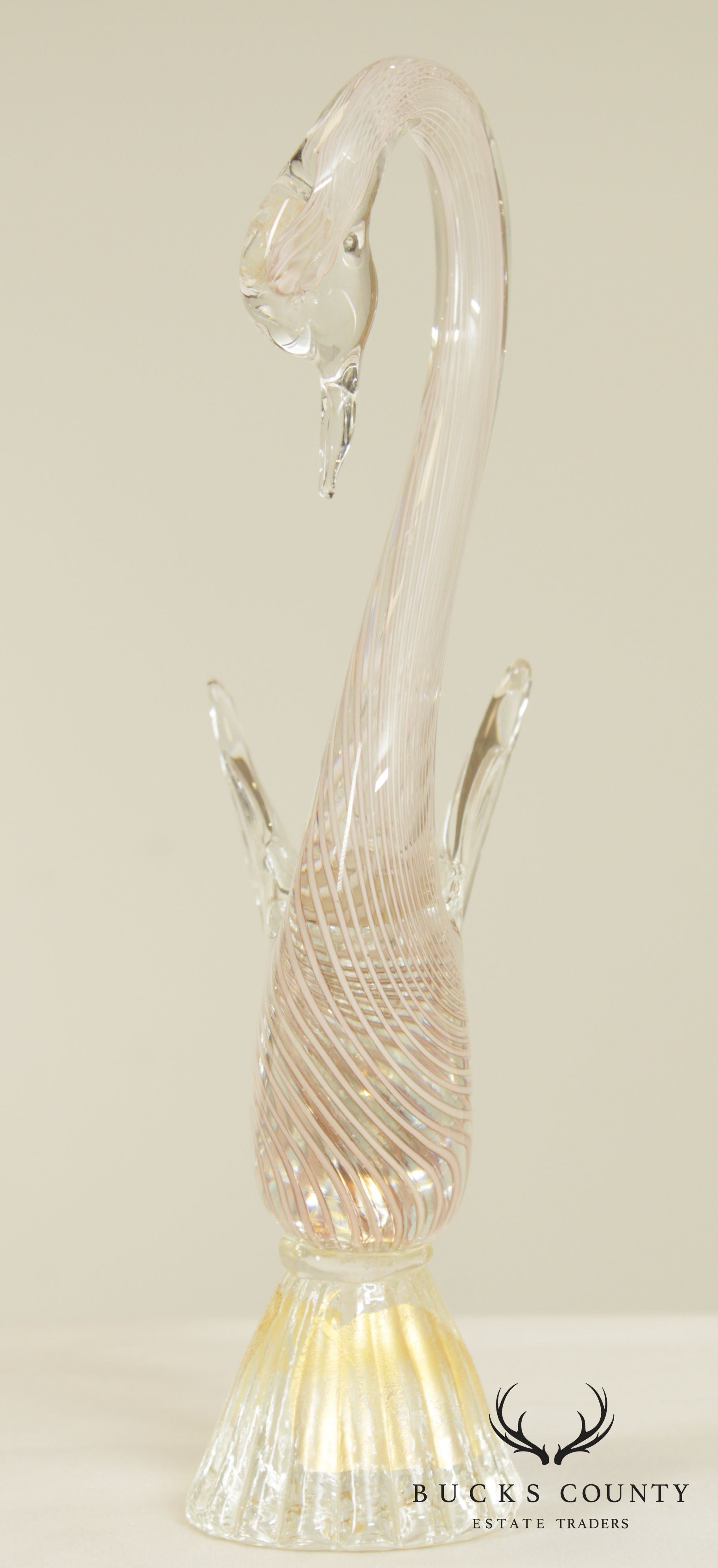 Murano Glass Hand Blown Swan Tall Figurine