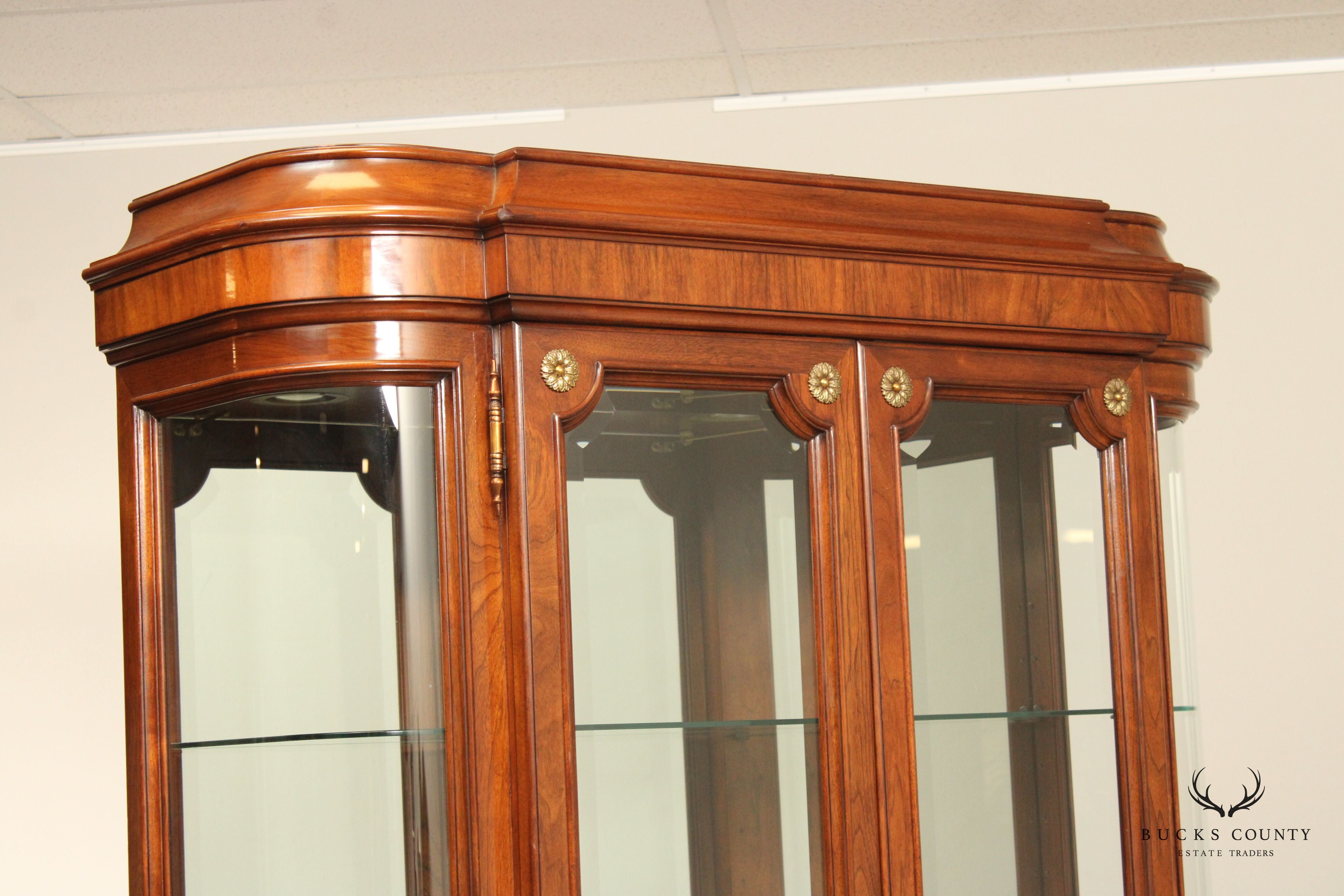 Karges Louis XVI Style Walnut and Glass Curio Display Cabinet