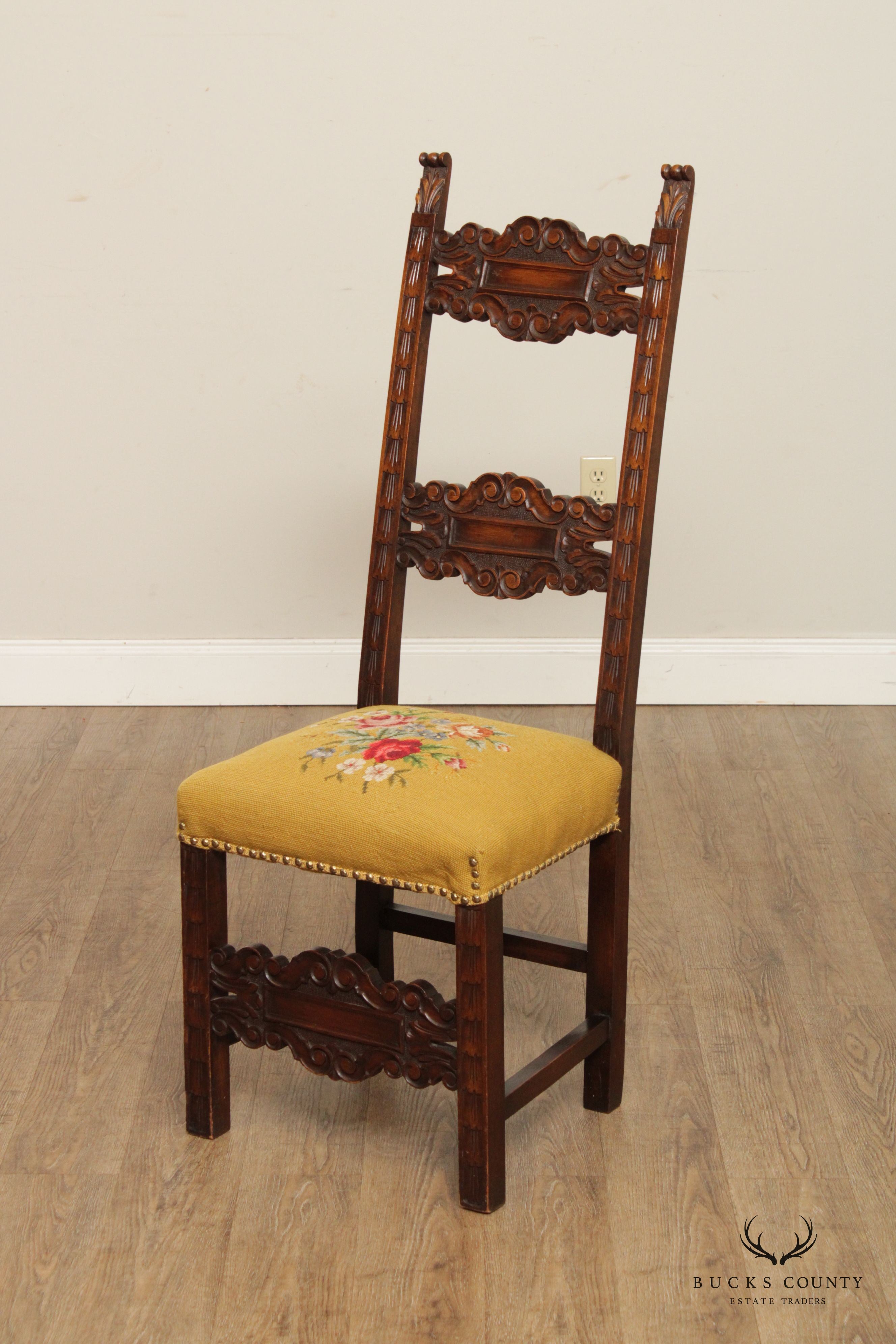 Antique Renaissance Revival Carved Accent Chair