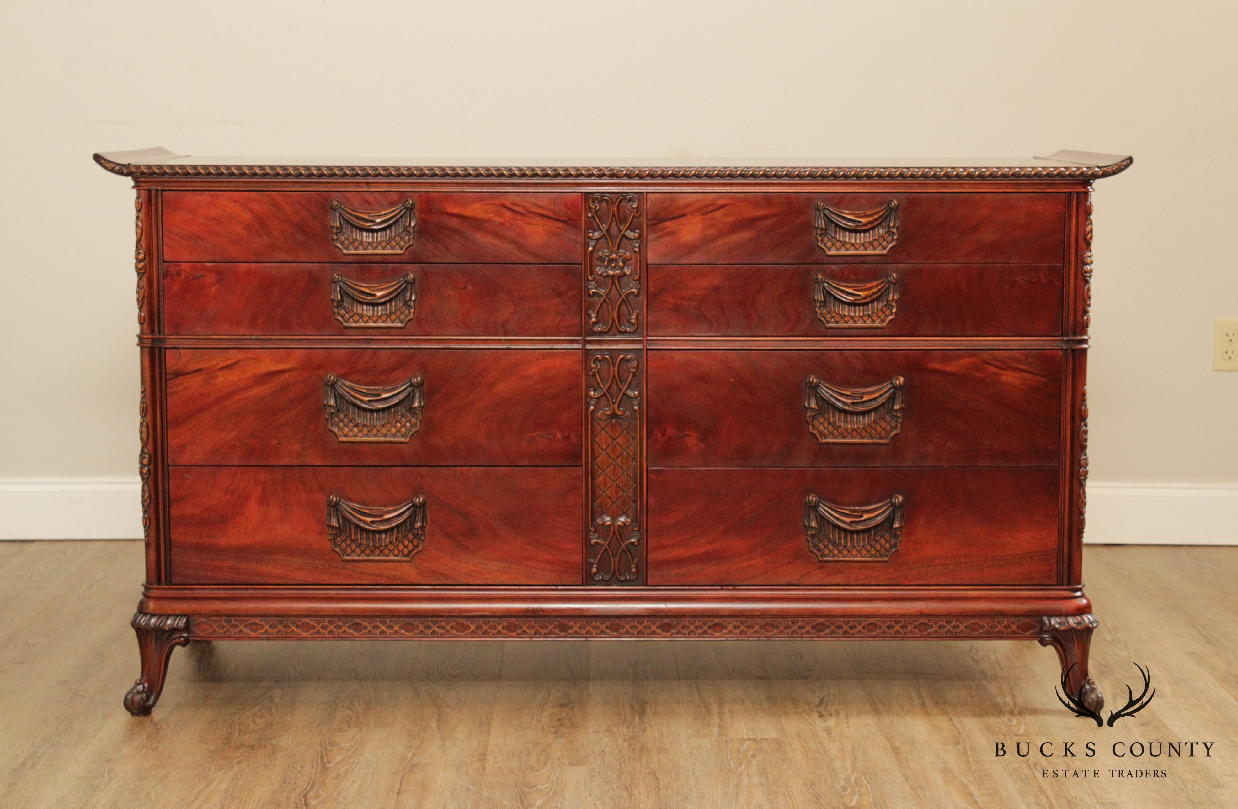 Williamsport Furniture Vintage Mahogany Carved Long Dresser