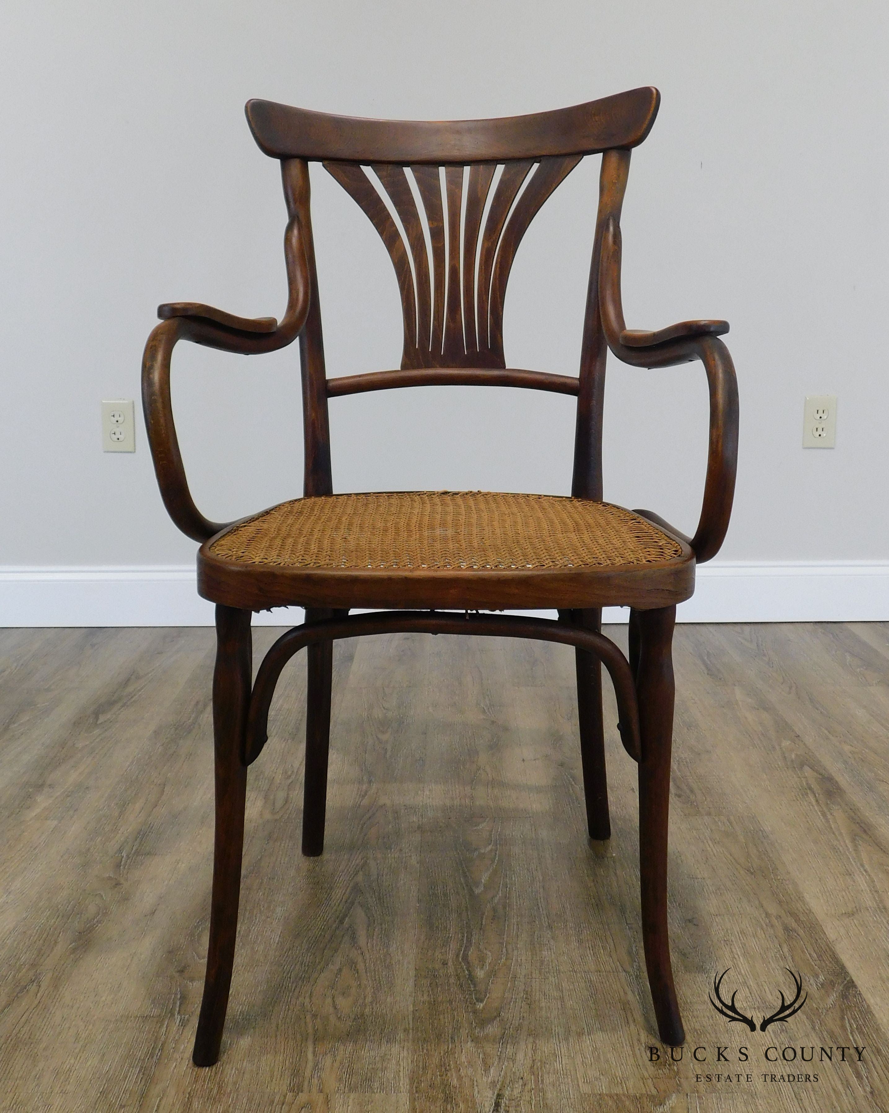 J & J Kohn Austria Antique Art Nouveau Armchair