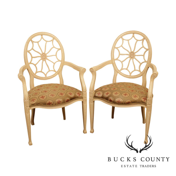 Regency Style Quality Pair Spider Back Armchairs (B)
