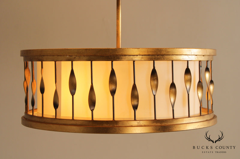 Mid Century Modern Style Gold Leaf Pendant Chandelier