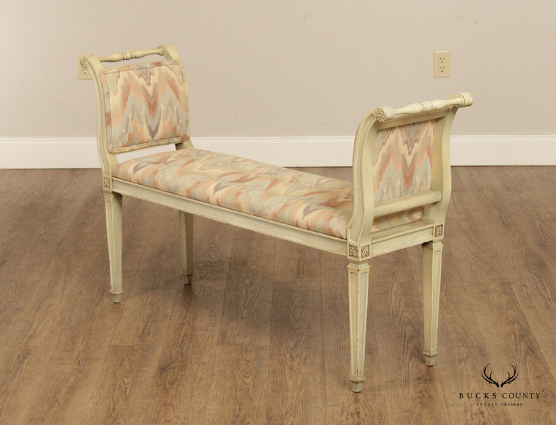 French Louis XVI Style Vintage Custom Upholstered Window Bench