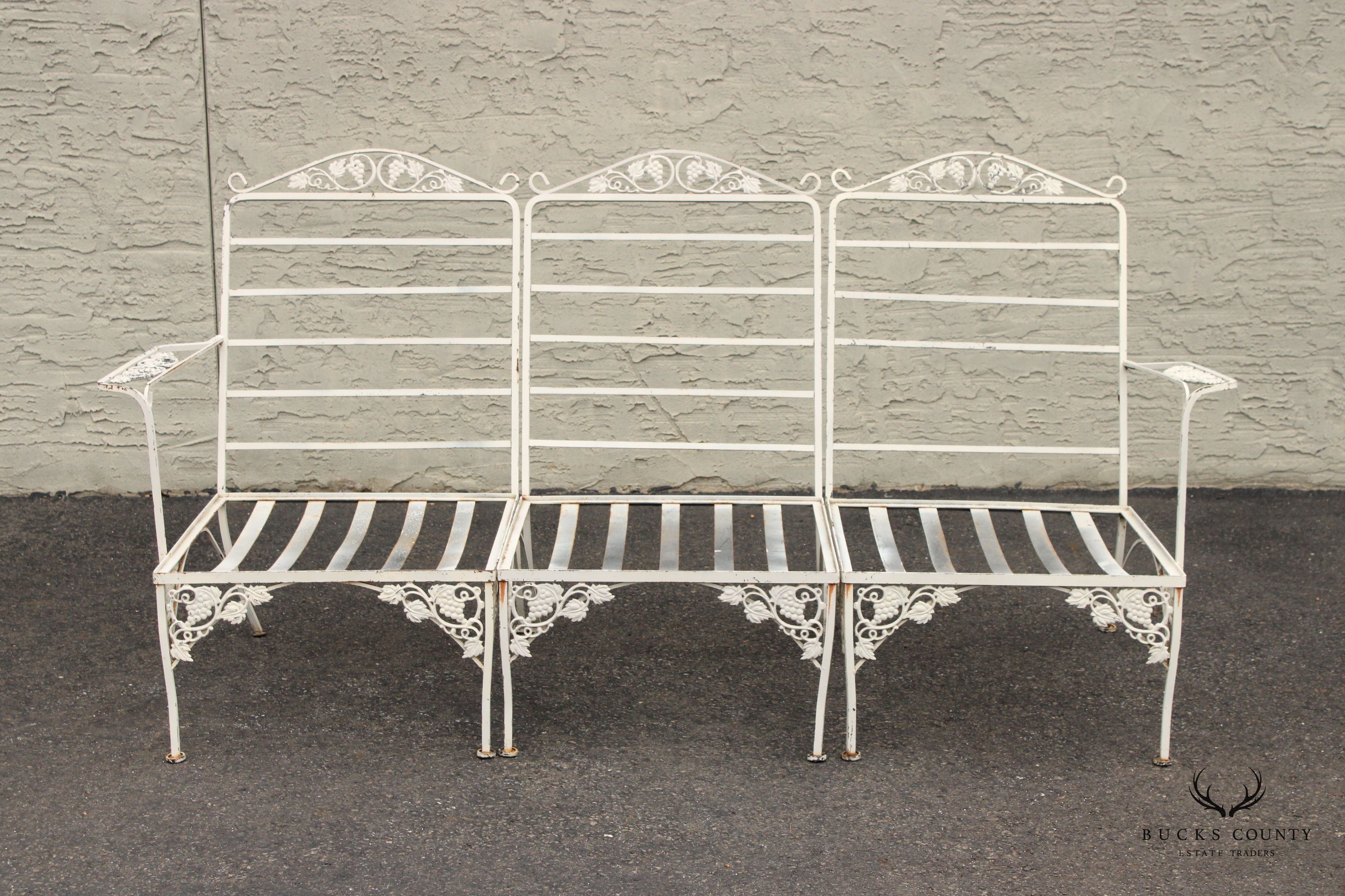 Vintge Quality Wrought Iron Three Piece  Outdoor Patio Sofa