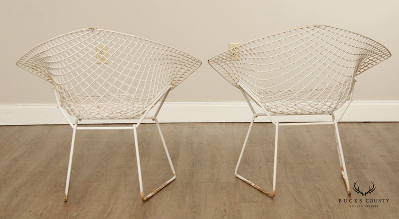 Knoll Mid Century Modern Pair Bertoia Diamond Chairs