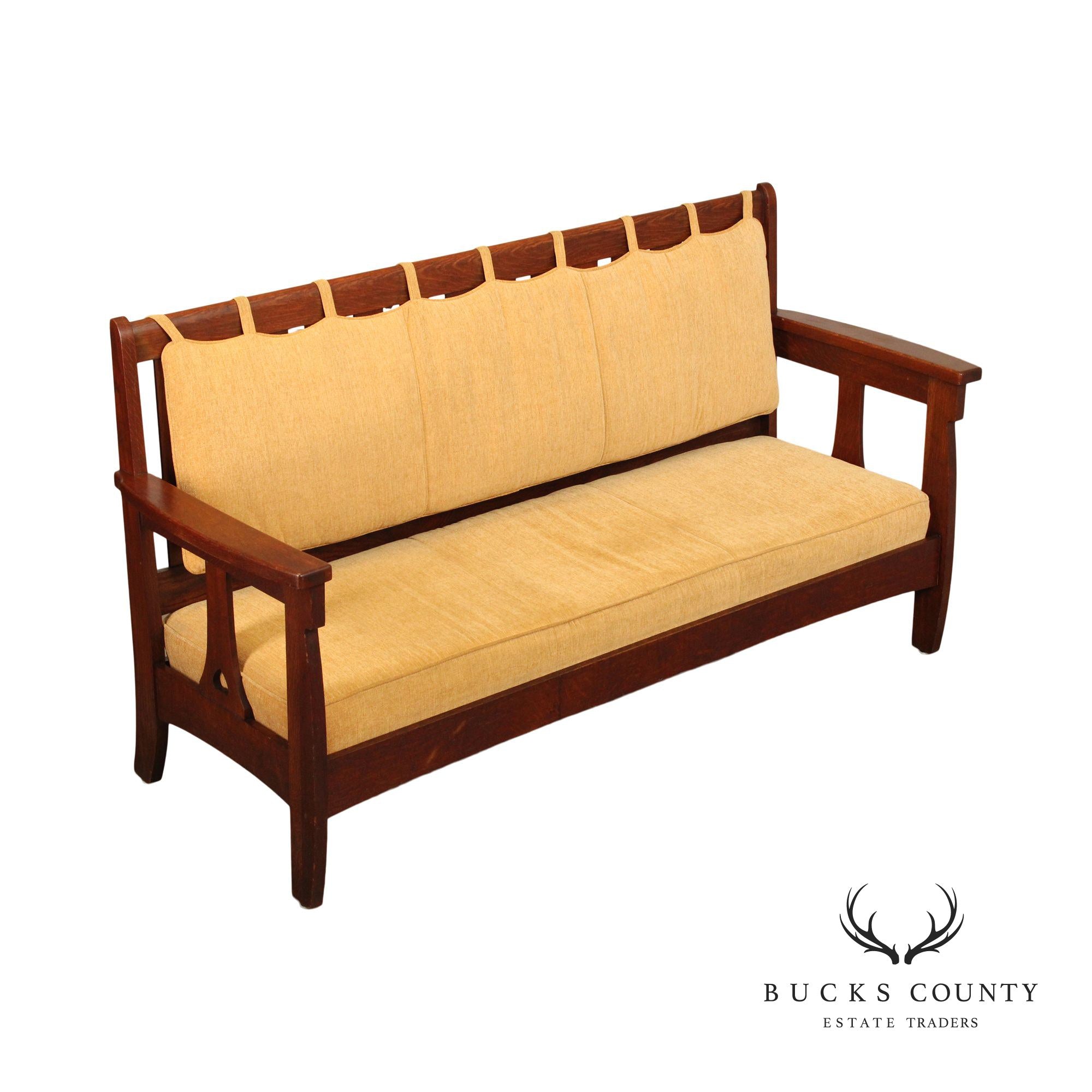 Limbert Antique Arts & Crafts Oak Settle Sofa