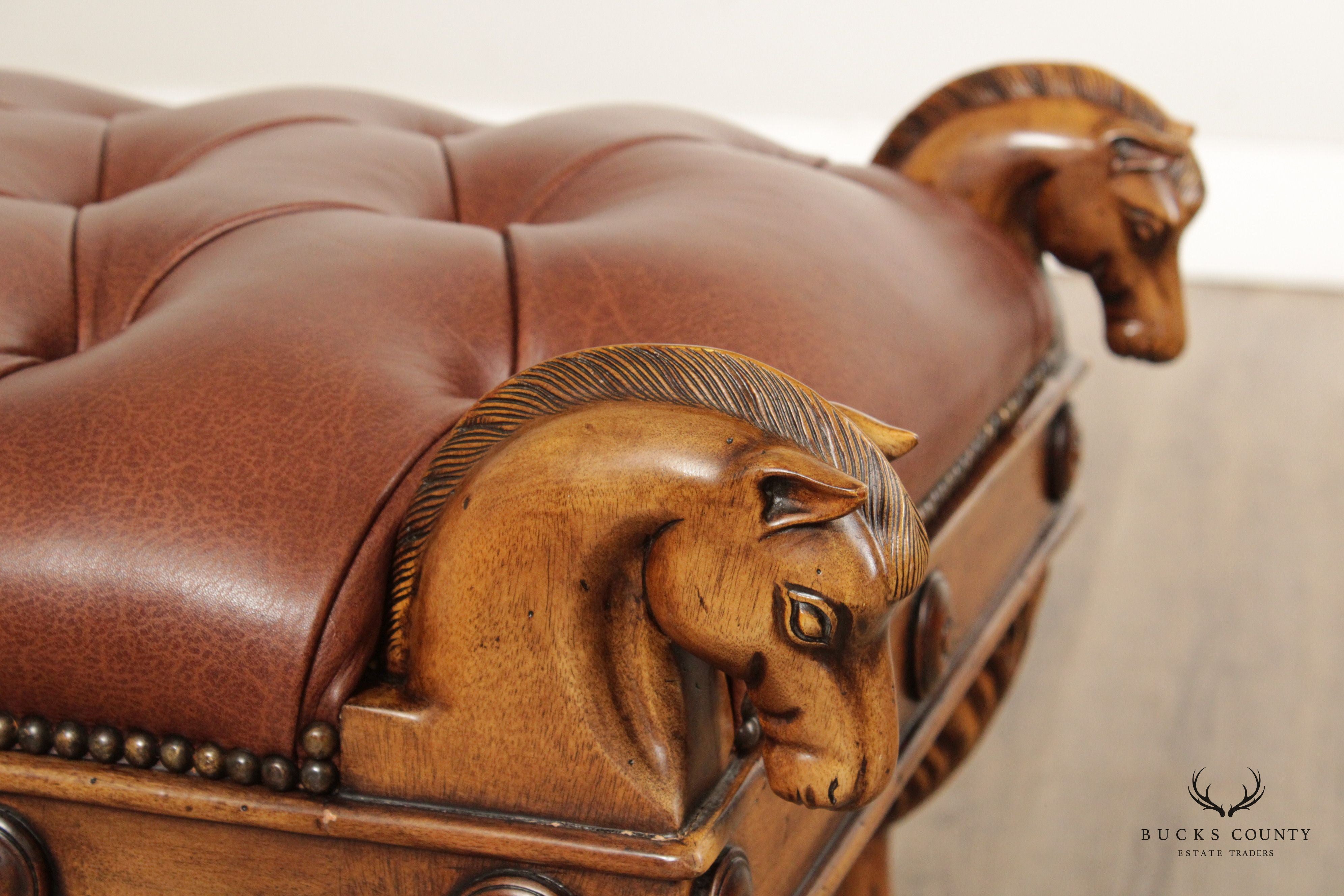 Theodore Alexander Tufted Leather Horse Head Stool