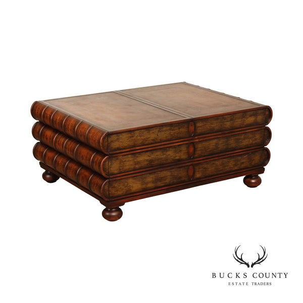 Theodore Alexander Regency Style Faux Stacking Books Storage Coffee Table