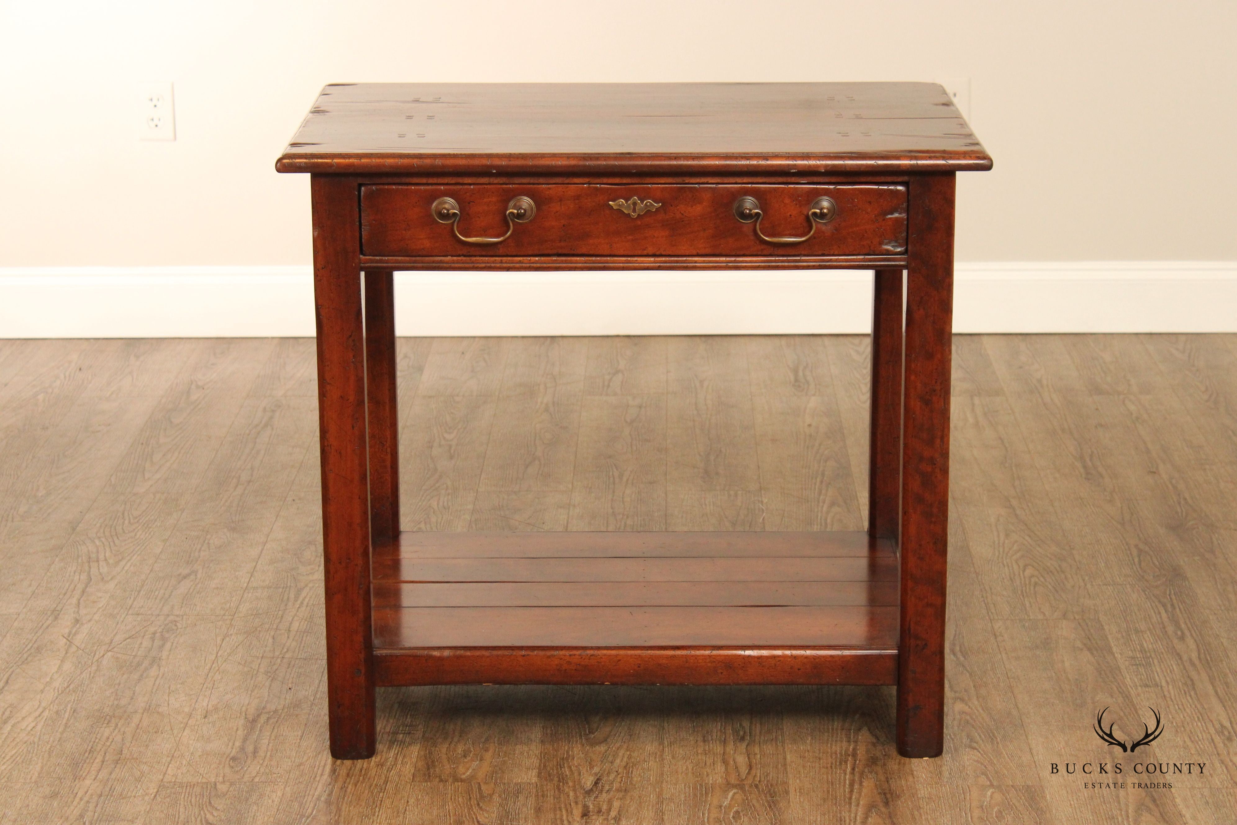 Rustic Chippendale Style One Drawer Two-Tier Work Table