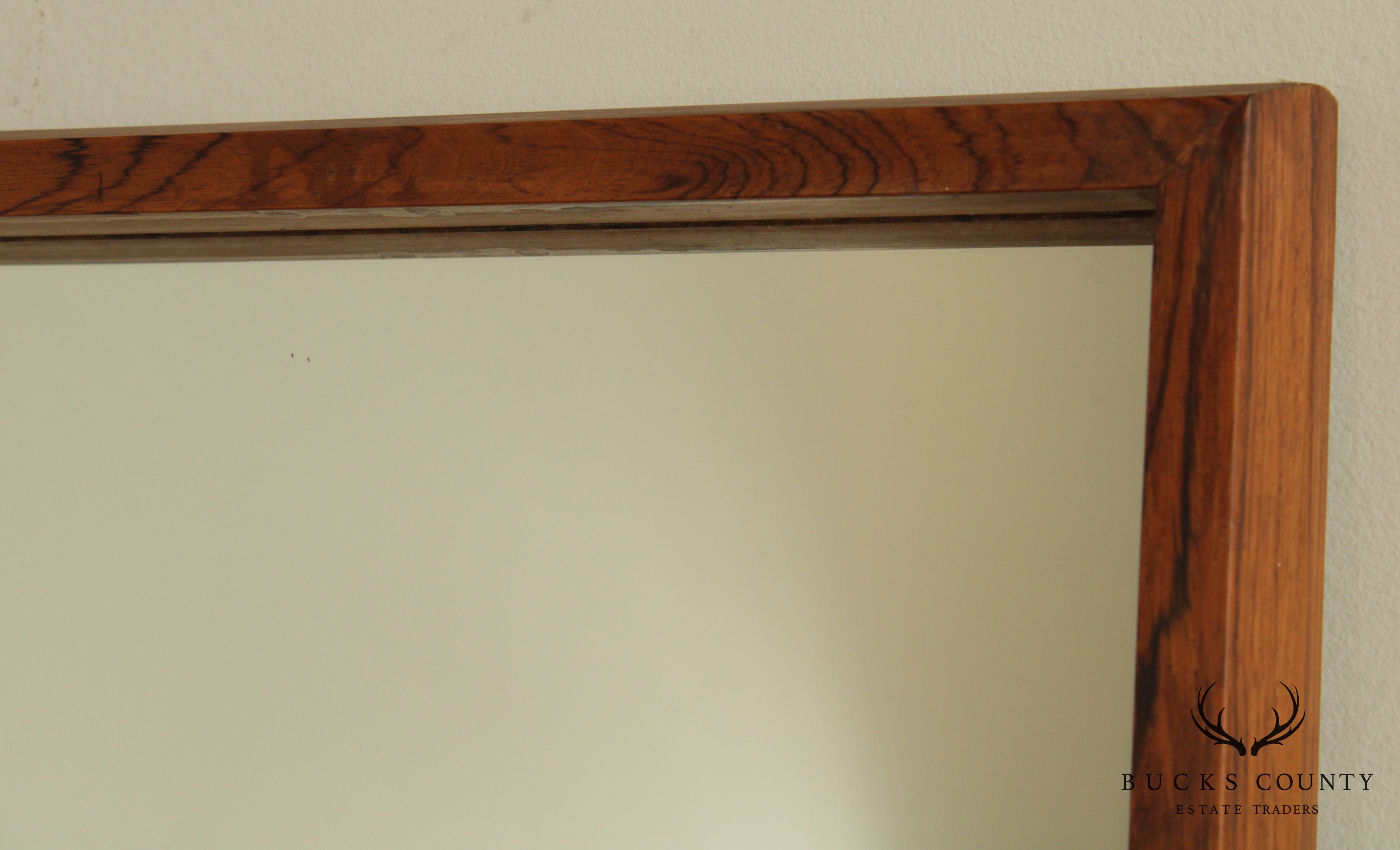 Danish Modern Mid Century Rosewood Rectangular Wall Mirror