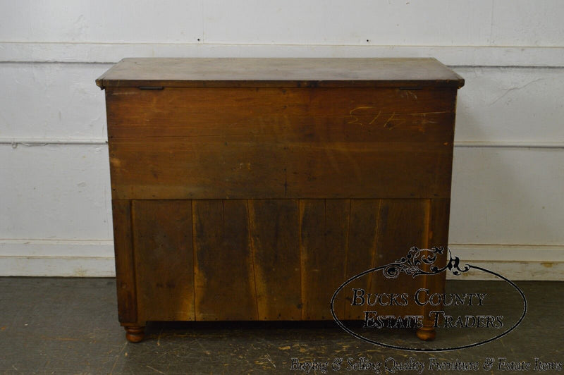Antique 19th Century Grain Painted Country Lift Top Cabinet Chest with Drawers
