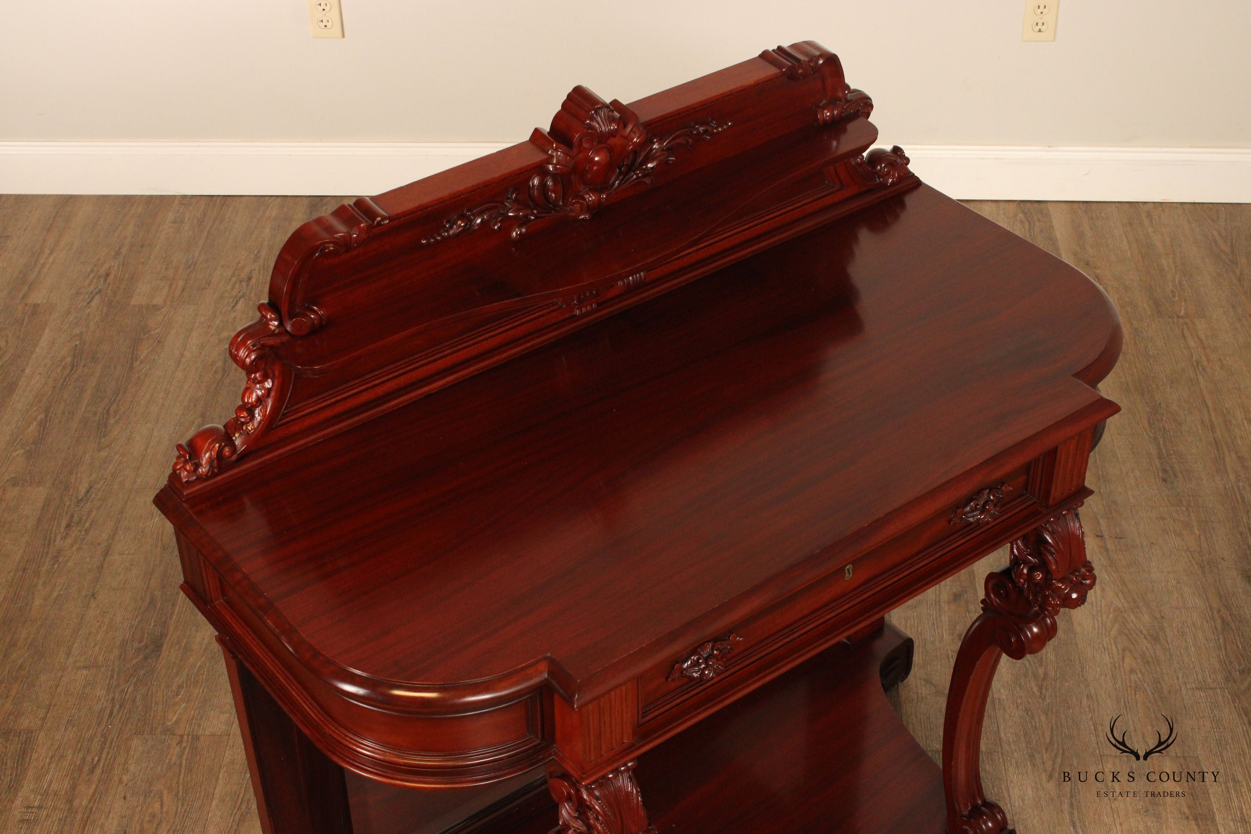 Antique Victorian Renaissance Revival Carved Mahogany Console Table