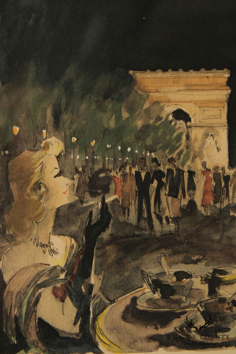 Franz Herbelot Parisian Cinema Bistro Lithograph