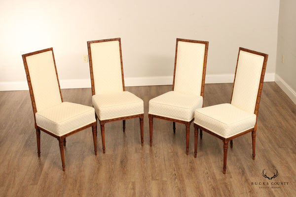 Karges French Louis XVI Style Set of Four High Back Walnut Dining Side Chairs