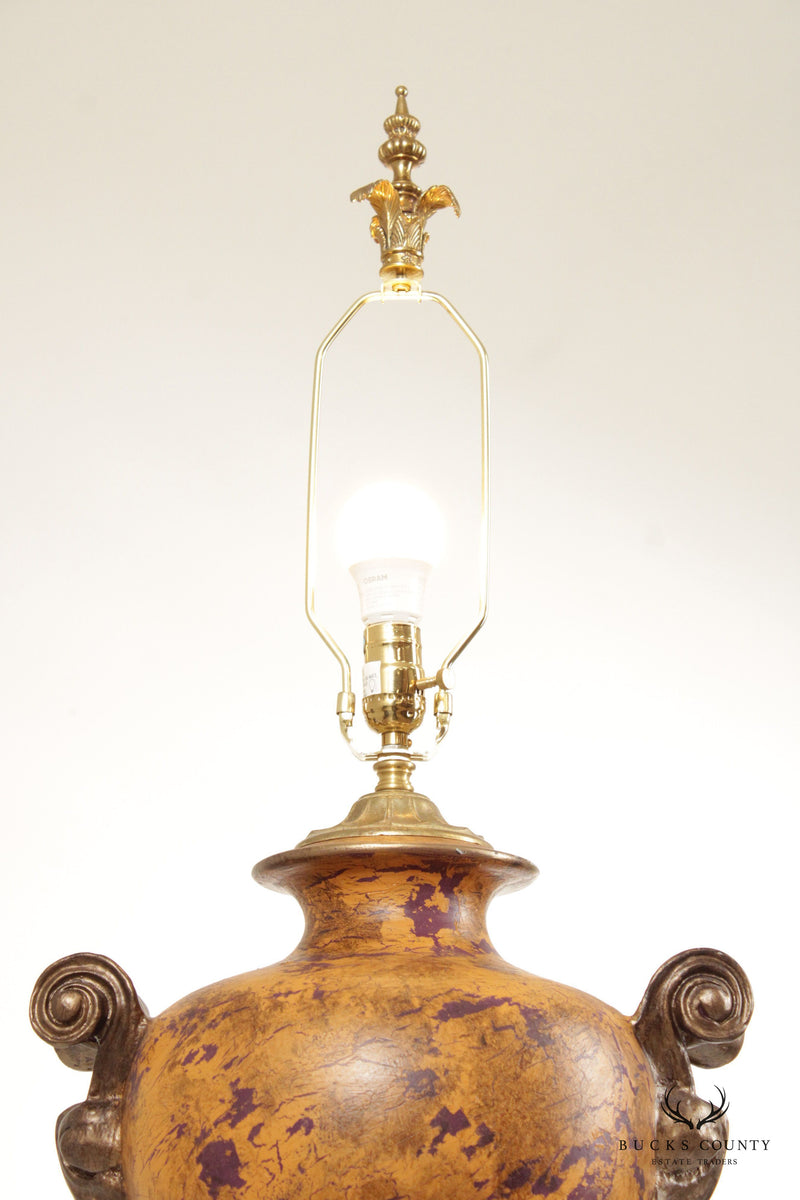 Italian Style Painted Urn Table Lamp with Custom Shade