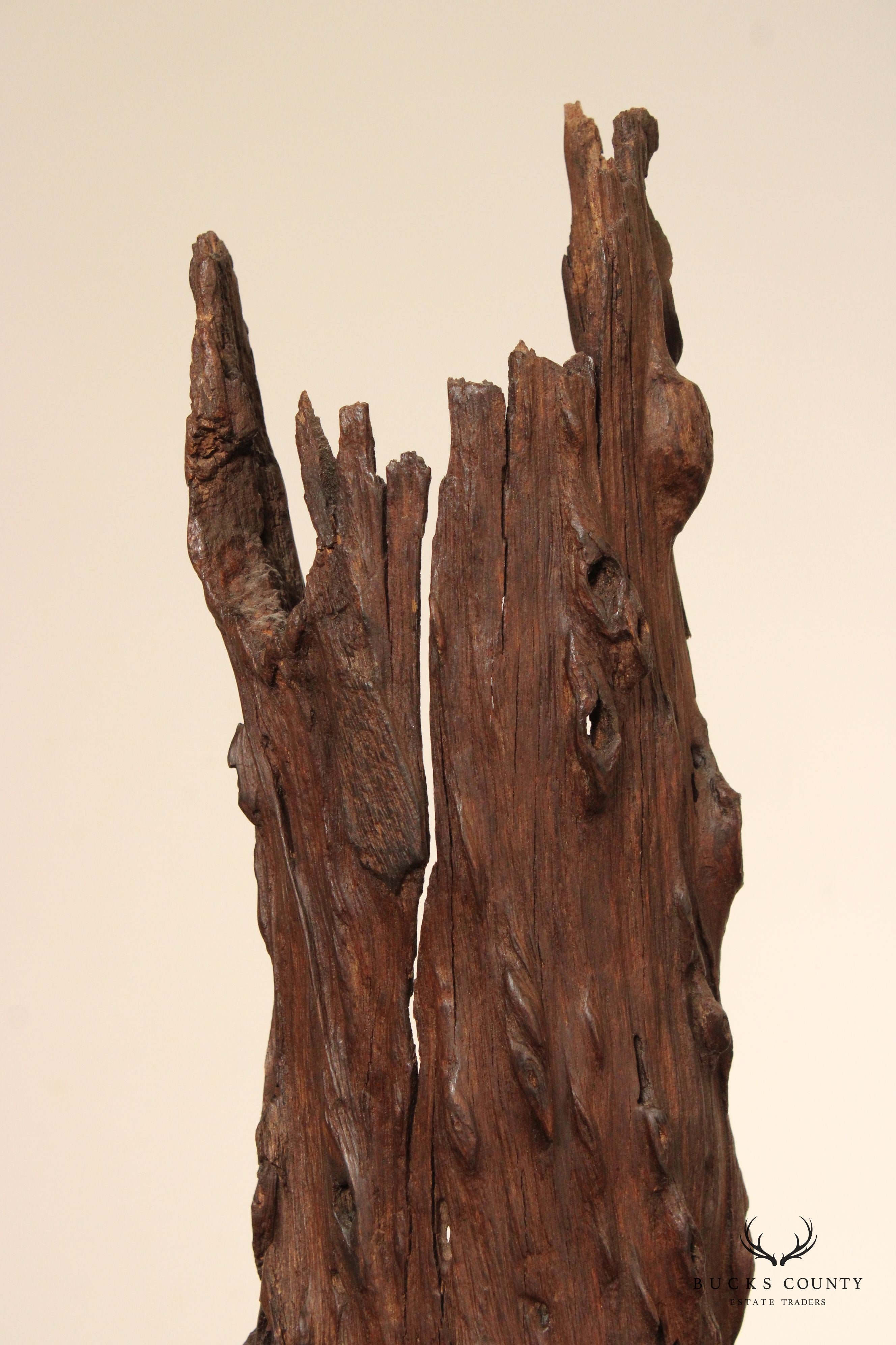 Vintage Abstract Reclaimed Natural Wood Tall Sculpture