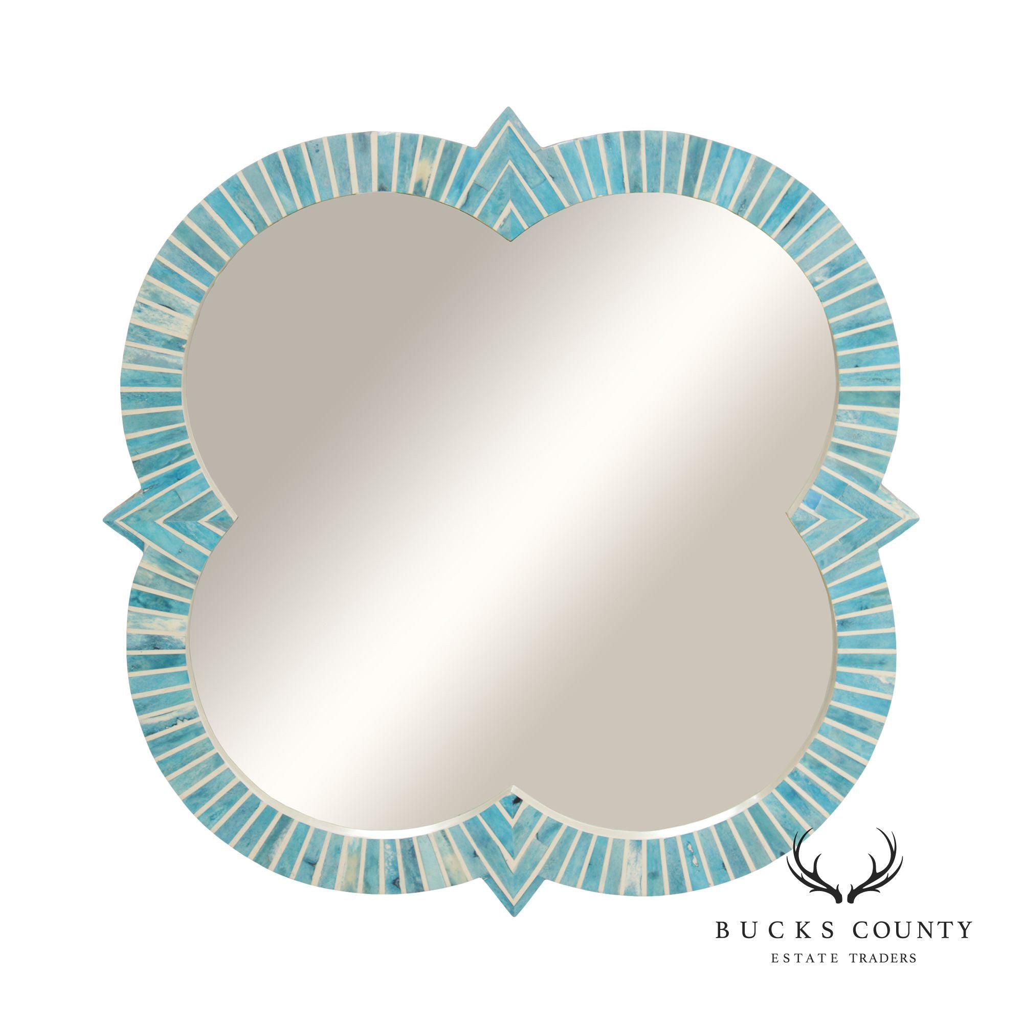 Santorini Style Faux Bone Inlaid Quatrefoil Mirror