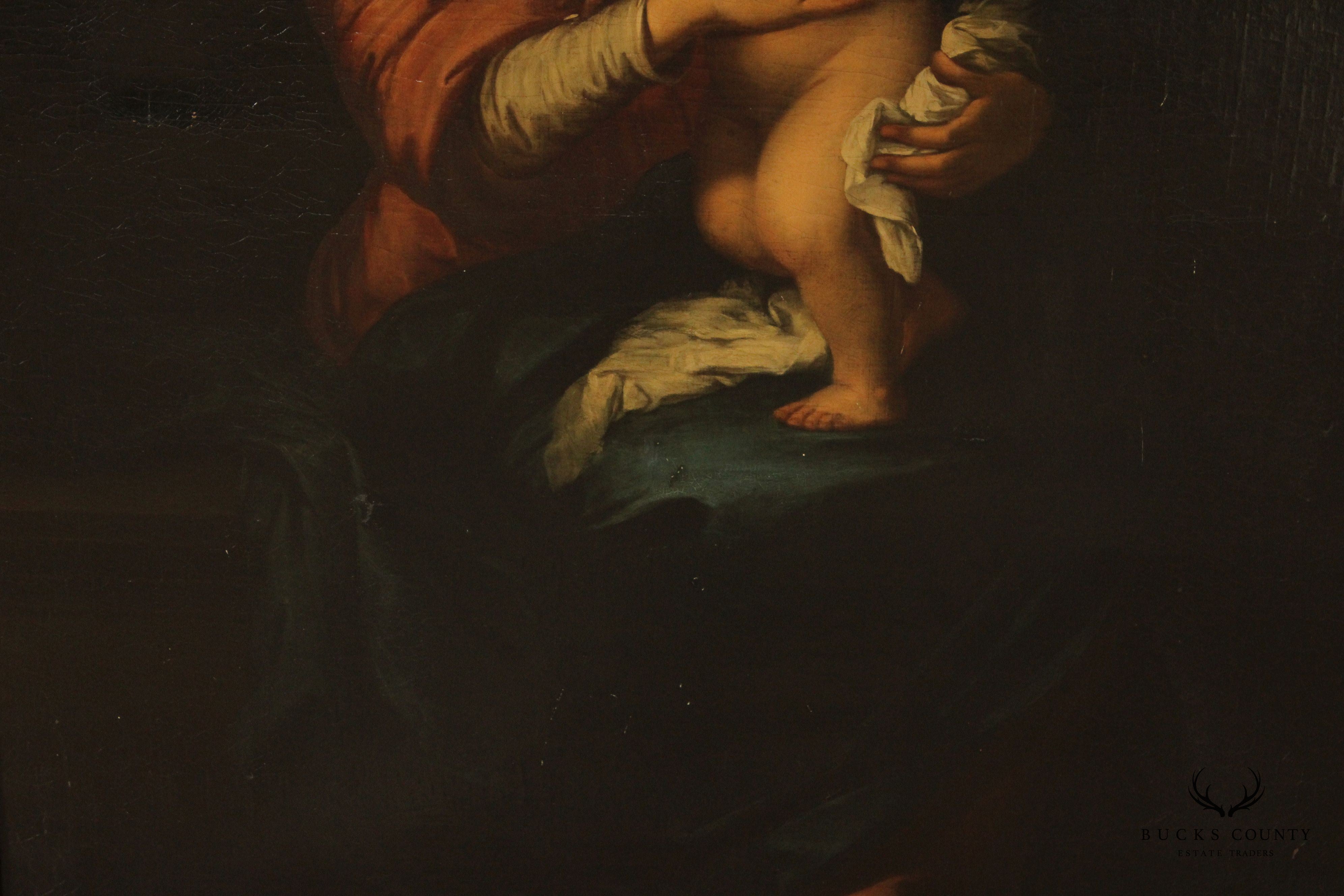 Antique 19th Century 'Virgin and Child' Large Original Painting, After Bartolomé Estebán Murillo