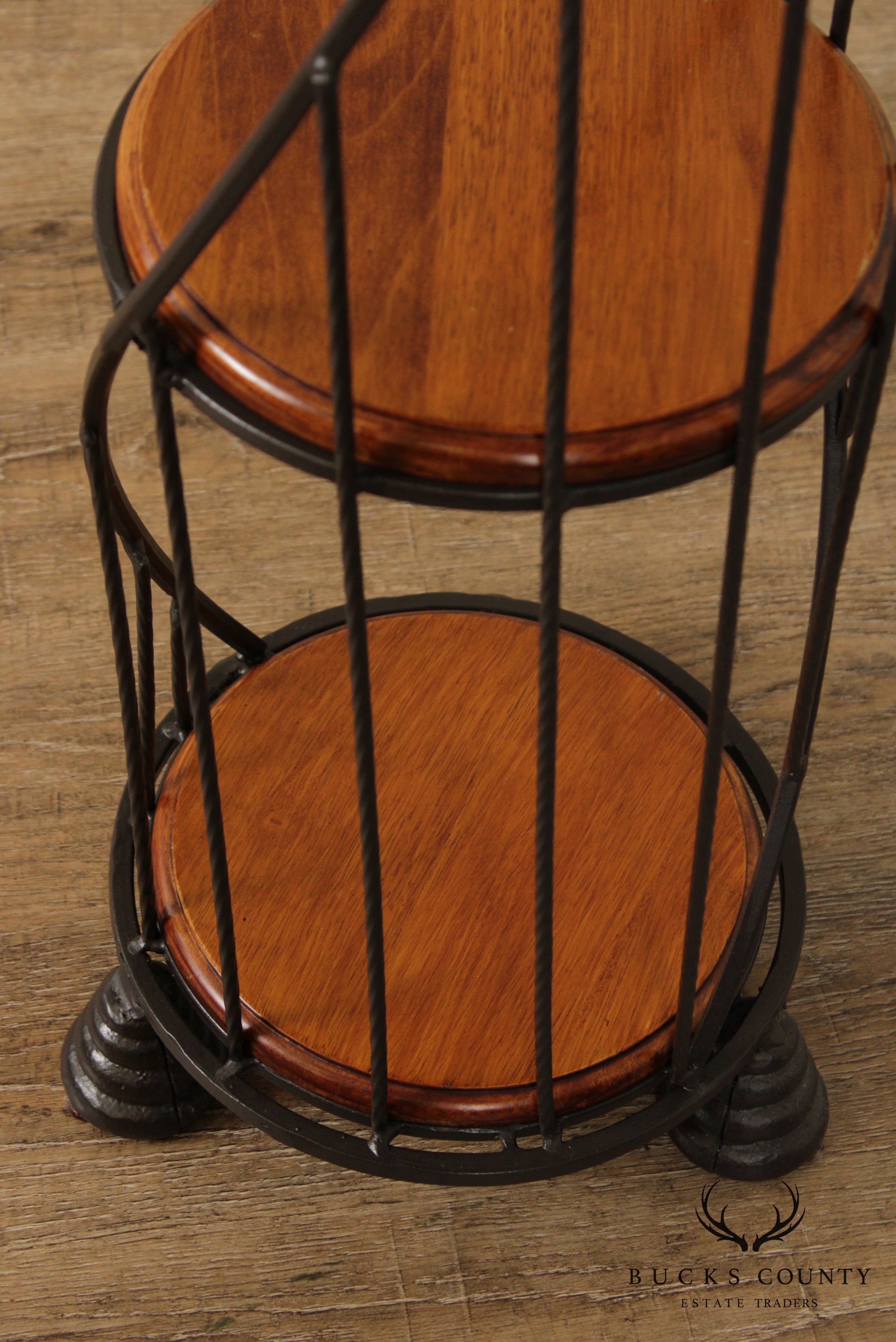 Vintage Metal & Wood Spiral 4 Tier Stand