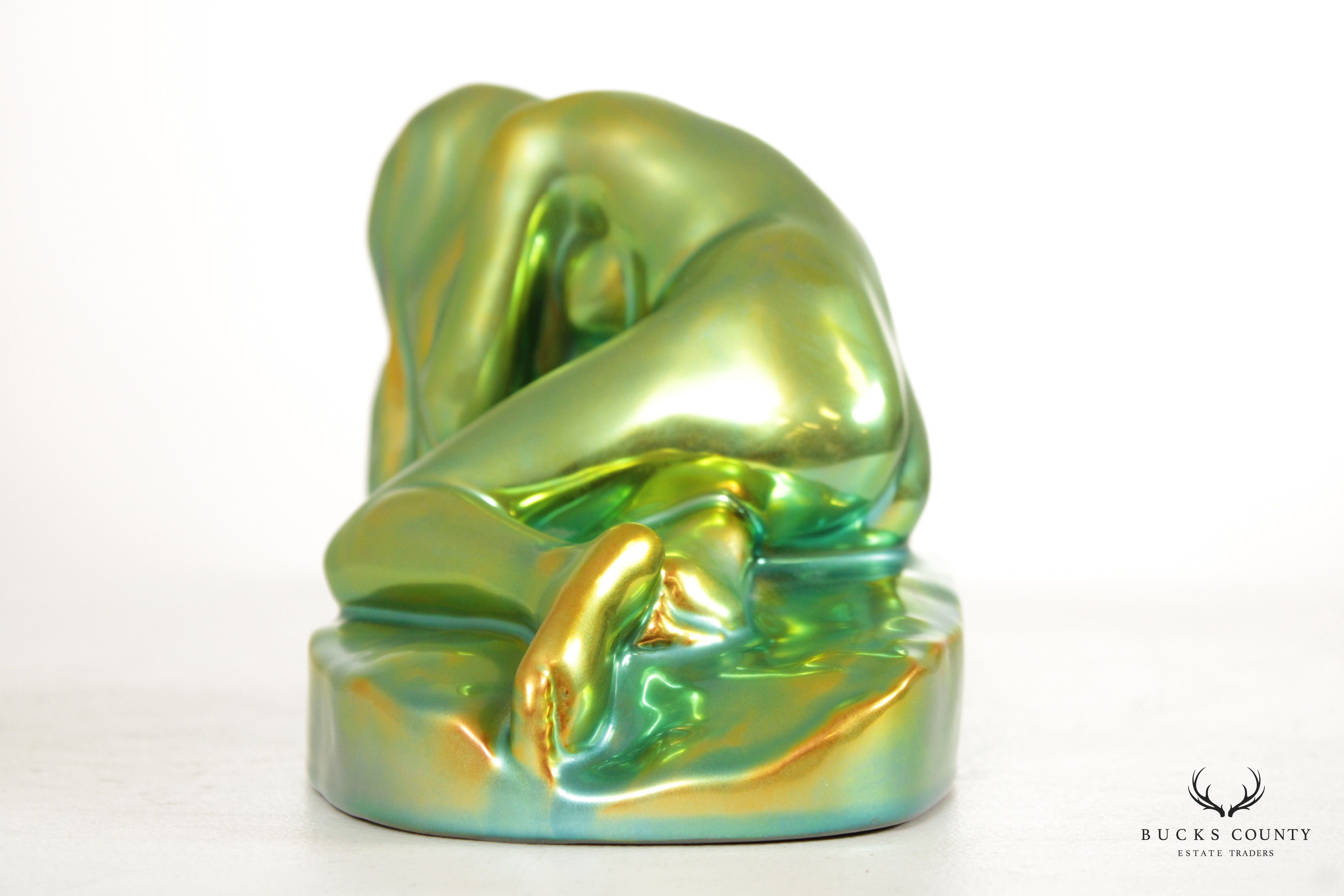 Yrjo Liipola for Zsolnay 'Repentance' Glazed Porcelain Sculpture