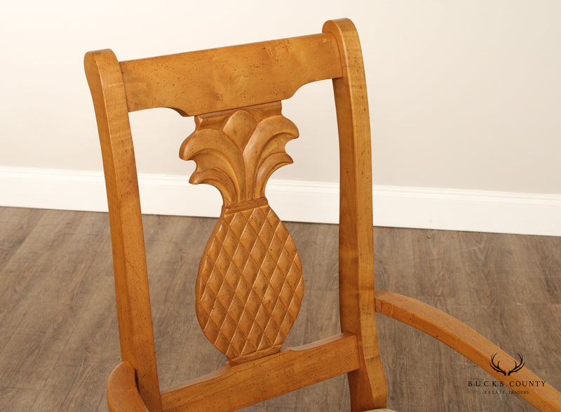 Pair Carved Pineapple Back Armchairs