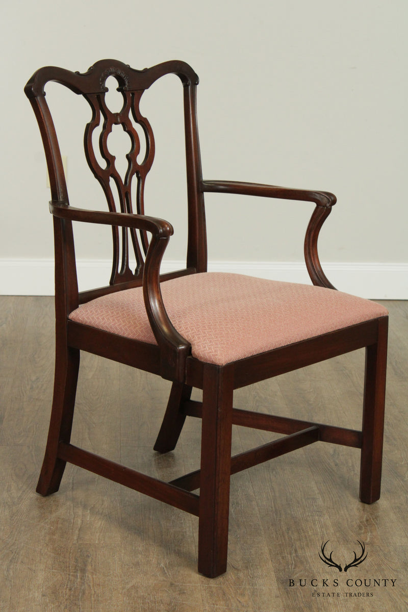 Flint & Horner Vintage 1930's Chippendale Style Set 8 Mahogany Dining Chairs