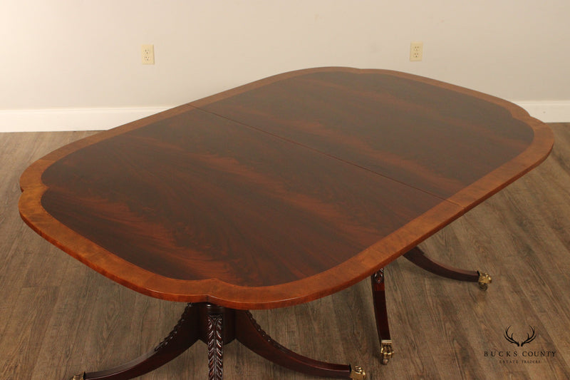 Baker Historic Charleston Banded Mahogany Double Pedestal Dining Table