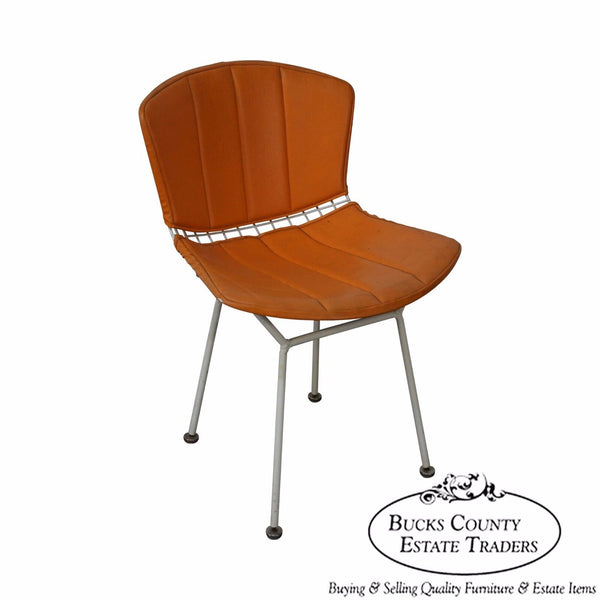 Knoll Vintage Bertoia White Wire Side Chair w/ Orange Cushion