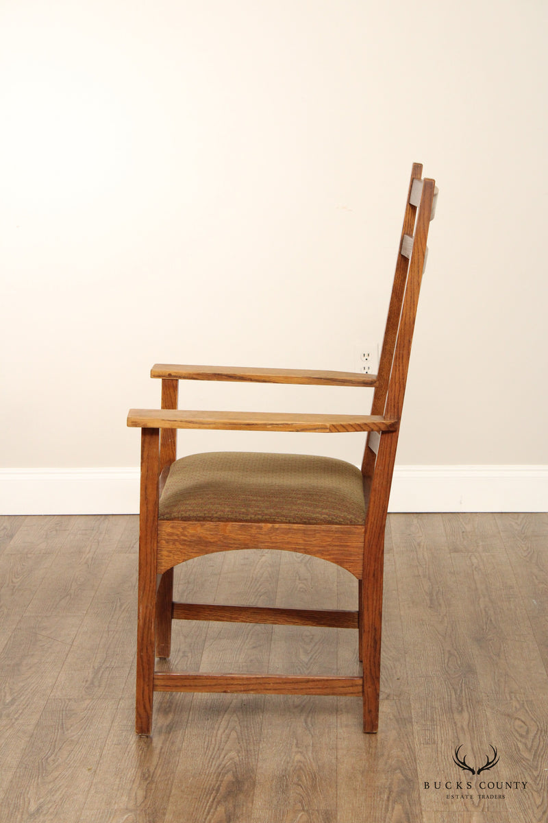 Stickley Mission Collection Harvey Ellis Pair of Oak Arm Chairs