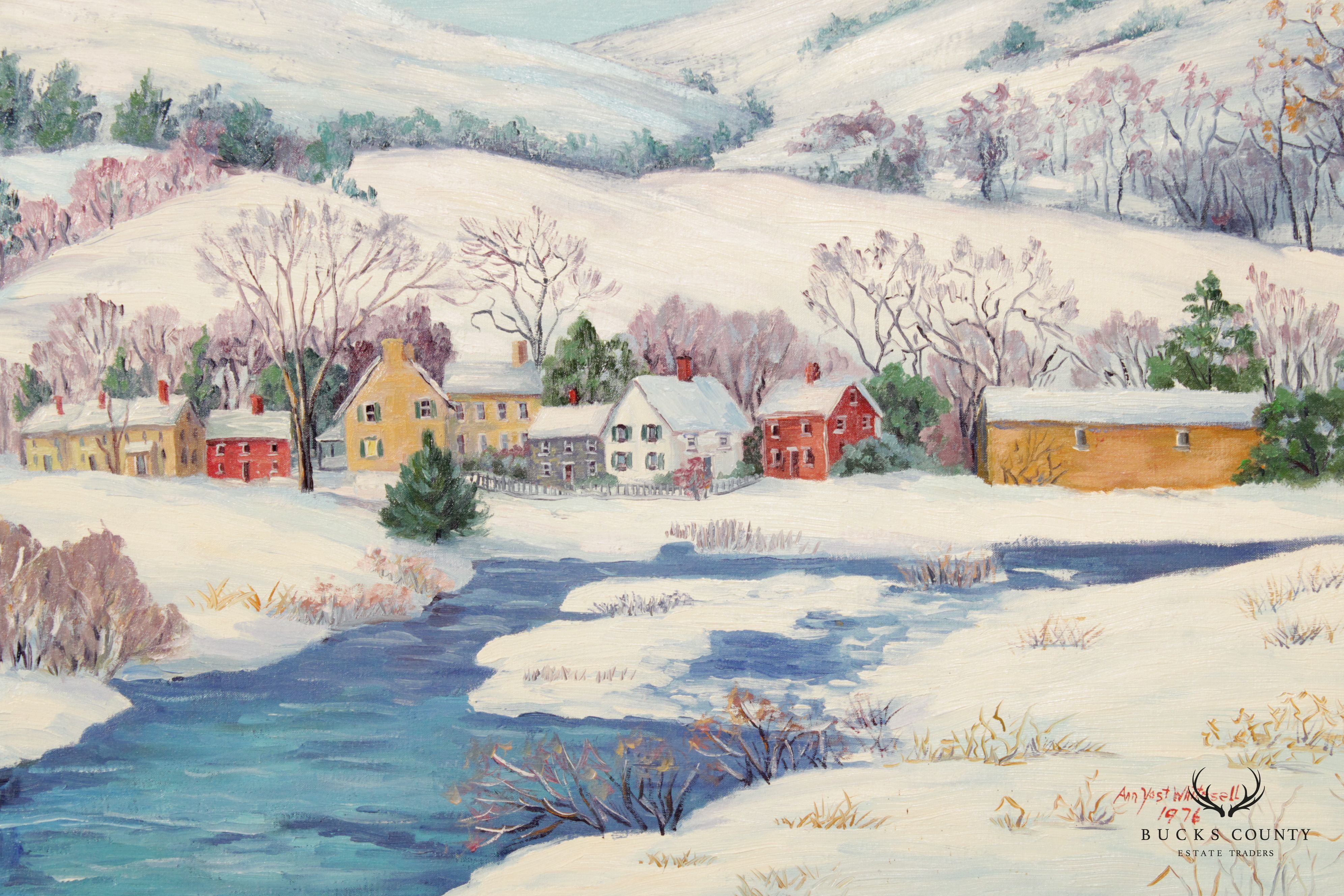 Ann Yost Whitesell 'Village in the Poconos' Original Oil Painting