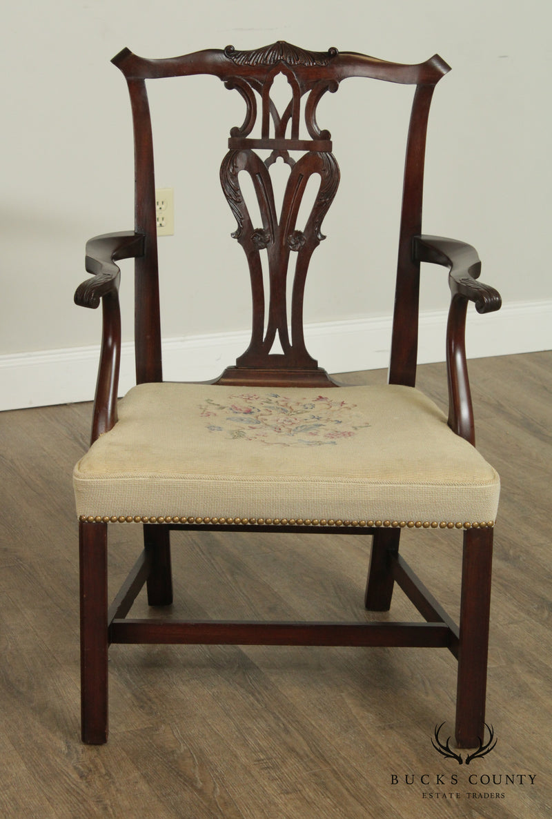 1940's Vintage Set 8 Chippendale Style Custom Mahogany Dining Chairs