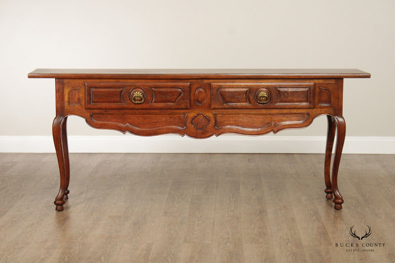DON RUSEAU INC. COUNTRY FRENCH STYLE WALNUT CONSOLE TABLE