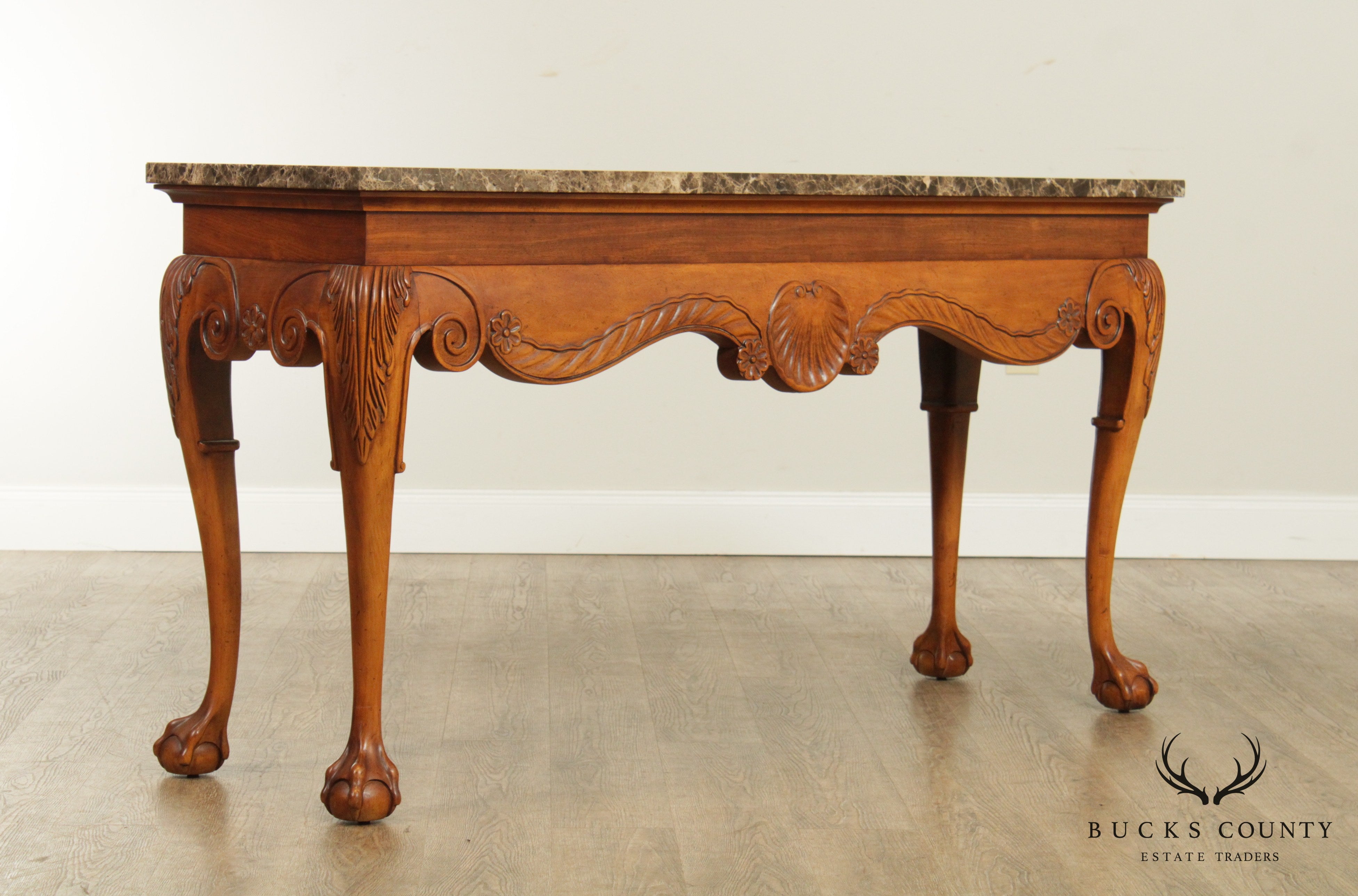 Georgian Style Ball & Claw Marble Top Console Table