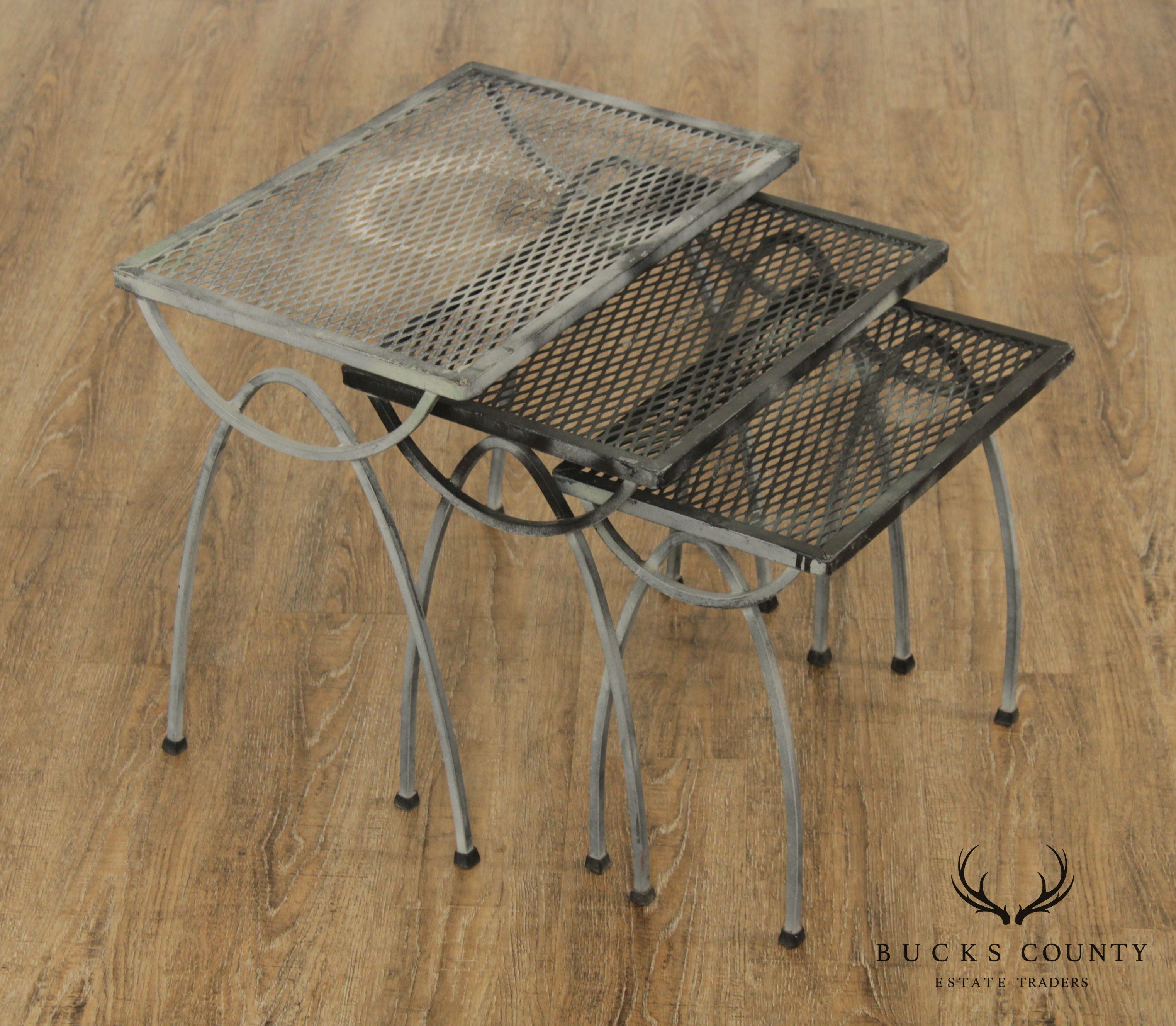 Salterini Mid Century Wrought Iron Garden Nesting Tables