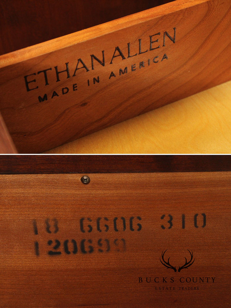 Ethan Allen Art Deco Style Cherry Demilune Console Cabinet