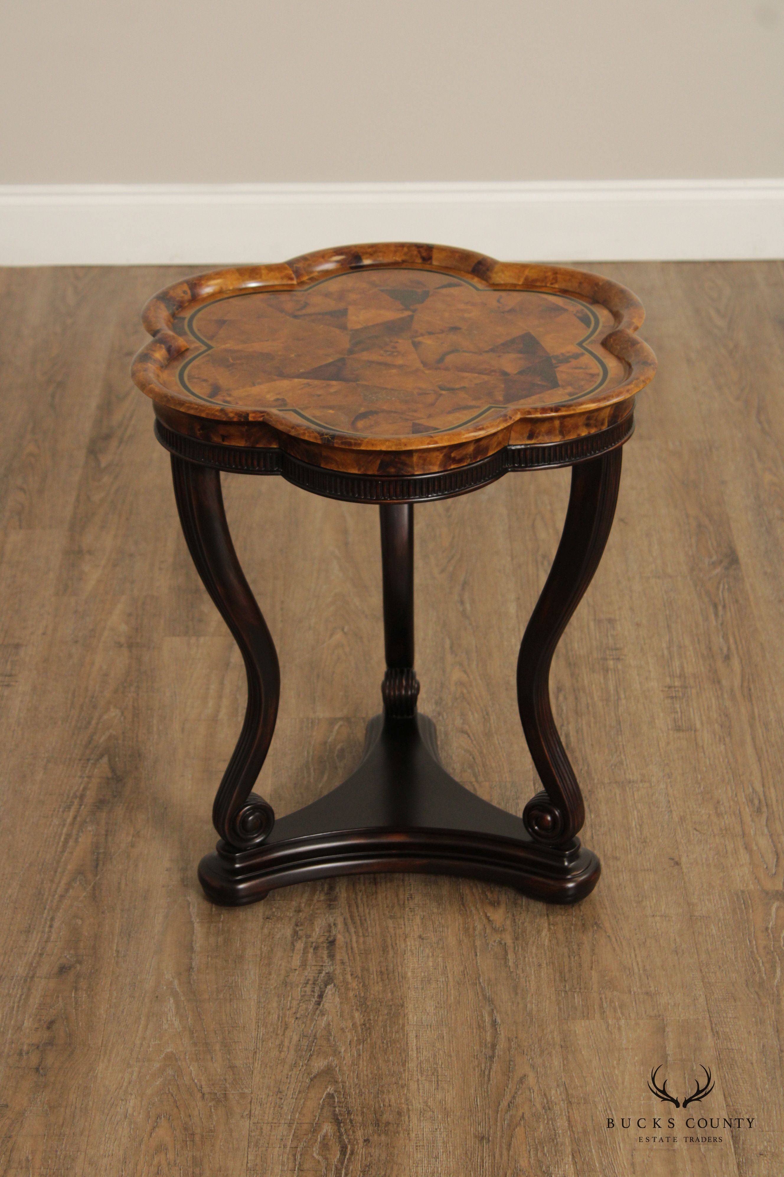 Empire Style Mahogany and Faux Tortoise Shell Side Table