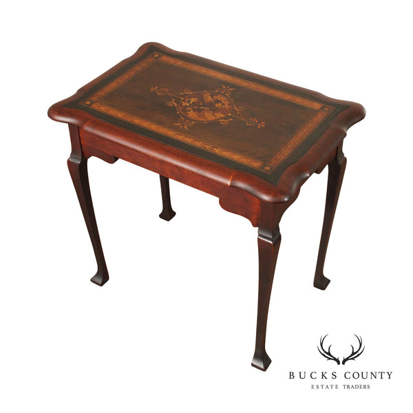 Queen Anne Style Marquetry Inlaid Side Tea Table