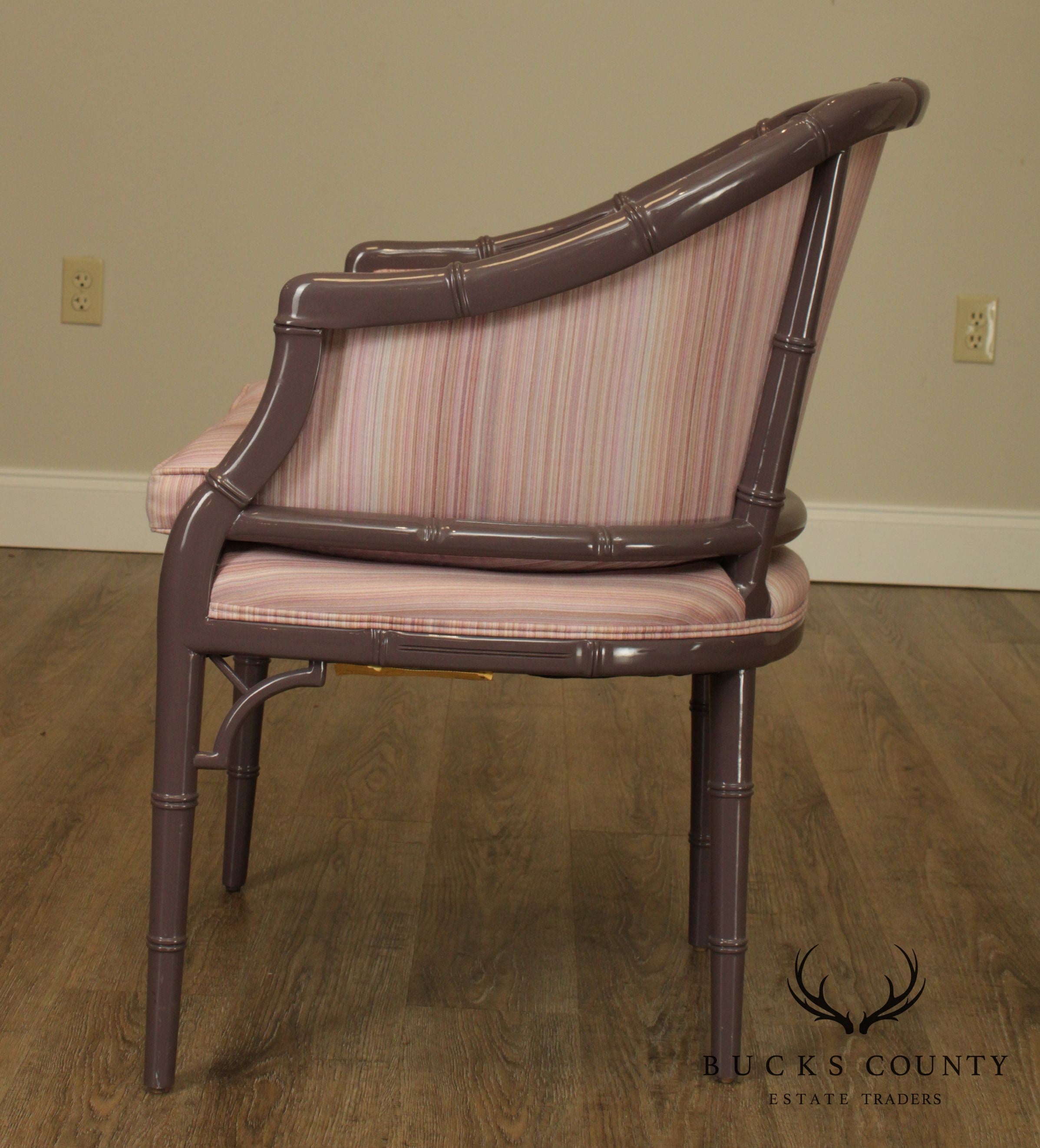 Century Furniture Faux Bamboo Mauve Lacquered Tub Chair