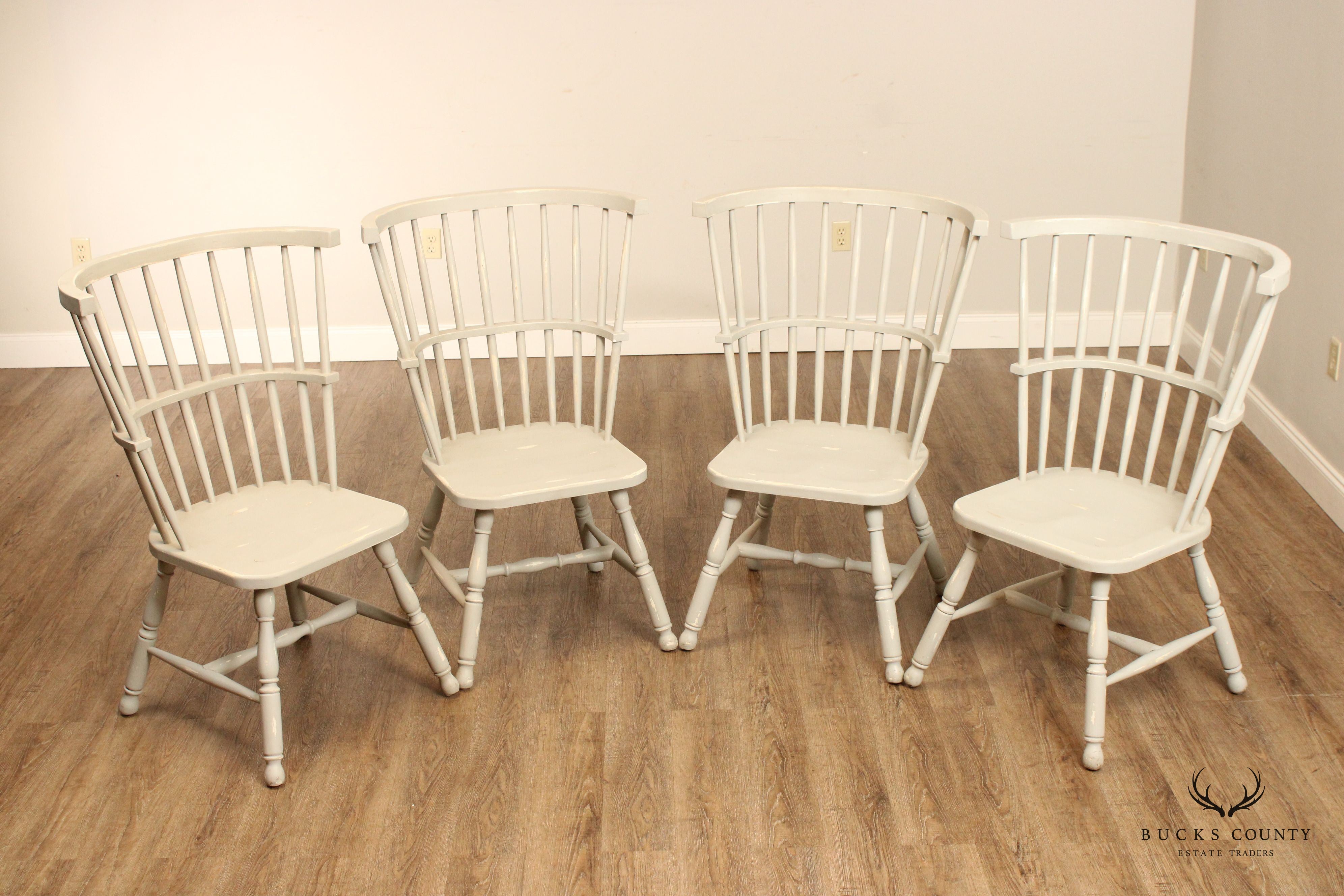 Distress Painted Set Of Four Windsor Dining Chairs