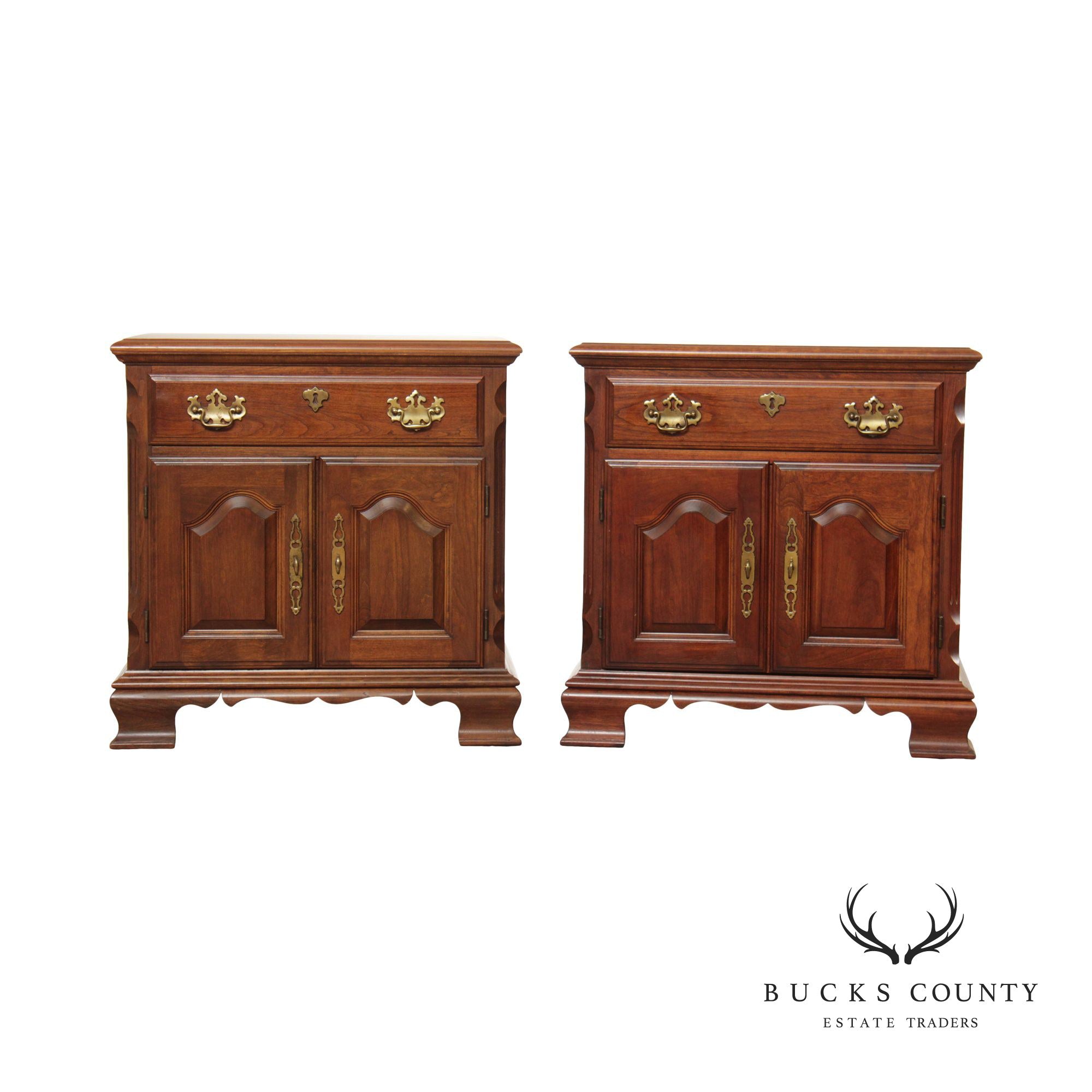 Pennsylvania House Chippendale Style Pair of Cherry Nightstands