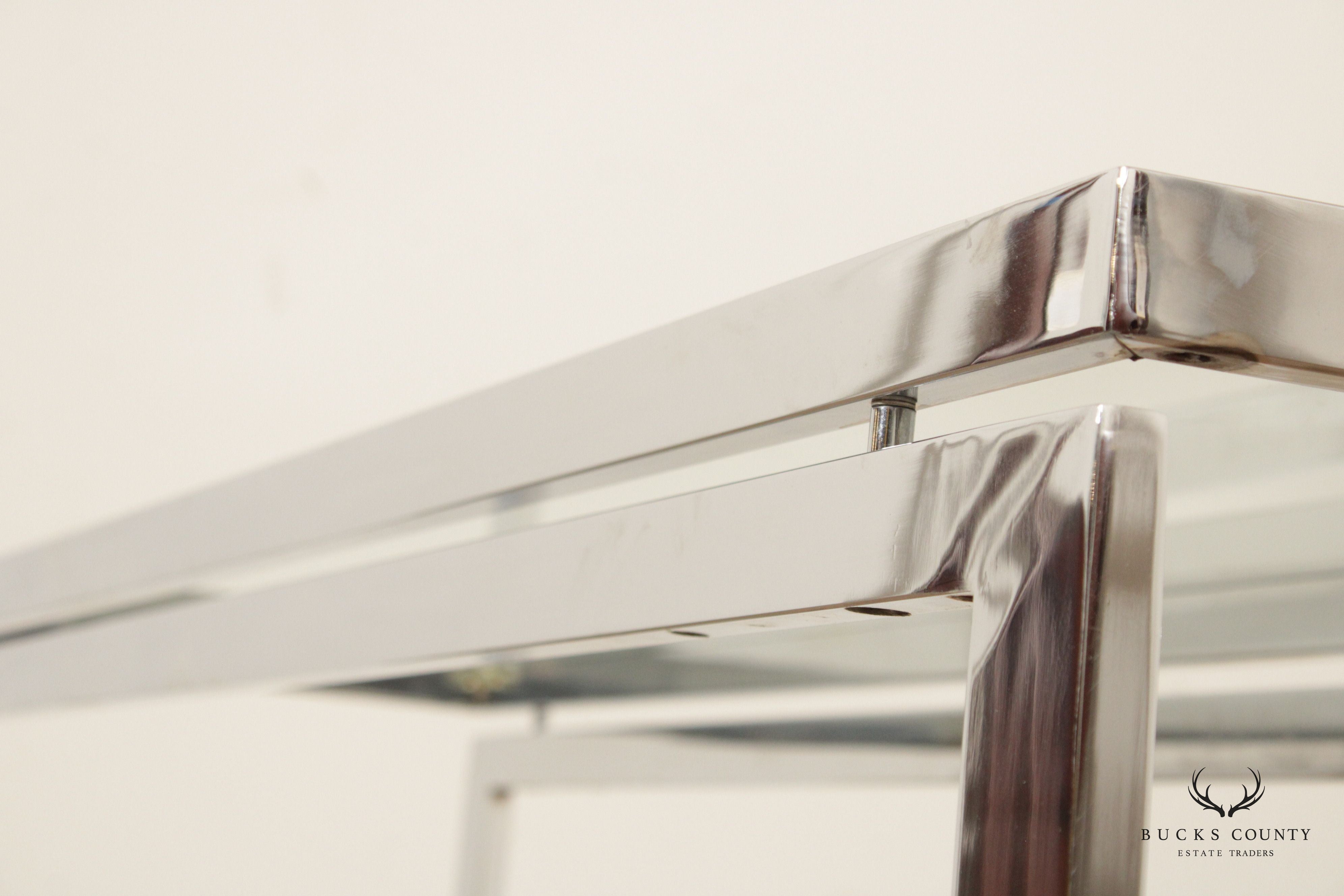 Modern Chrome Glass Top Console Table