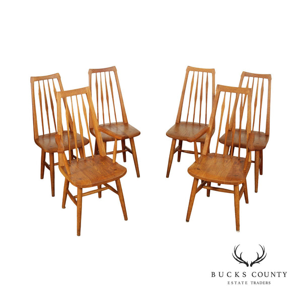 Ethan J Perry Studio Crafted Set of Six Spindle Back Oak Dining Chairs
