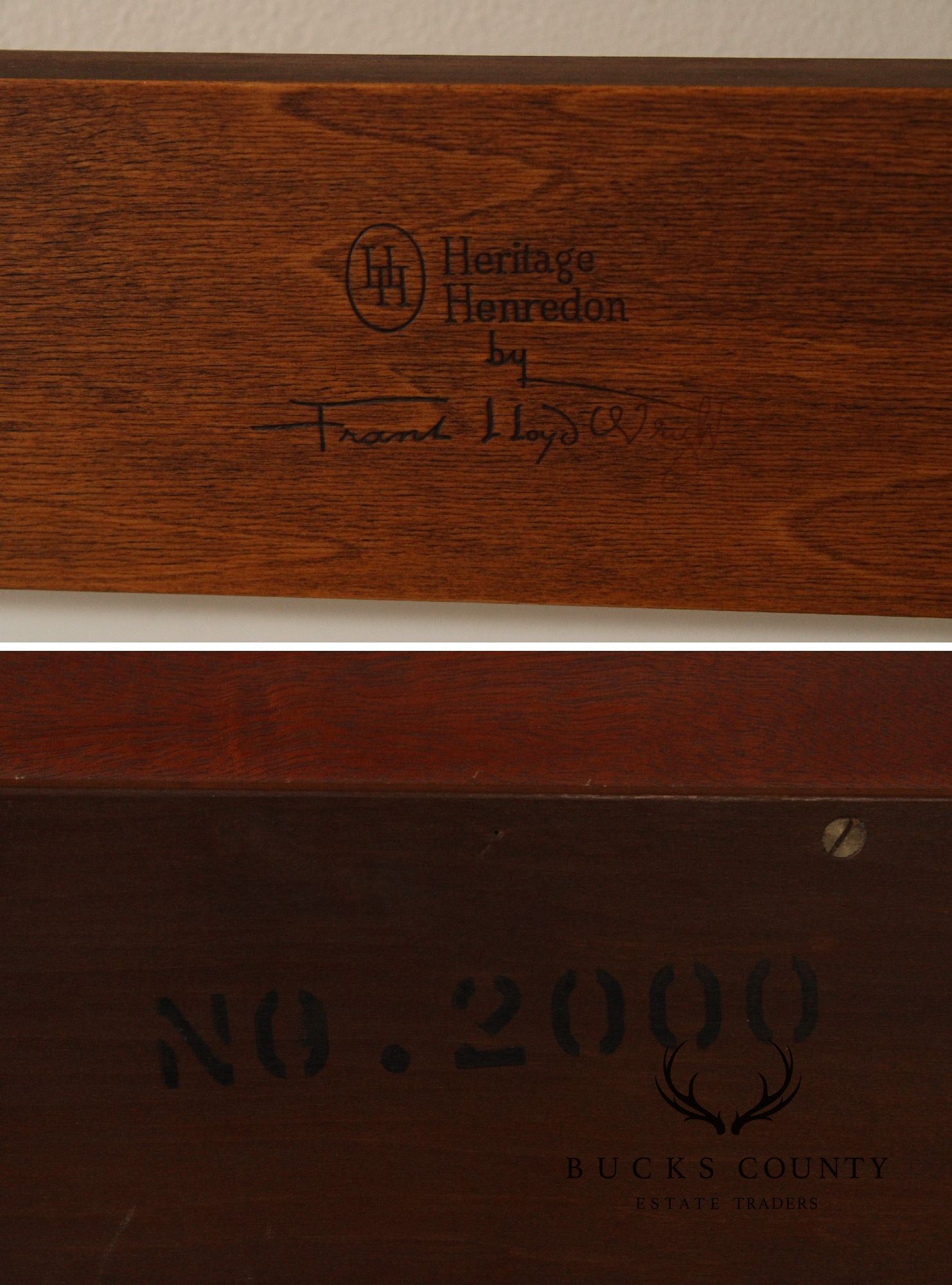 Heritage Henredon by Frank Lloyd Wright Full-Size Mahogany 'Taliesin' Headboard